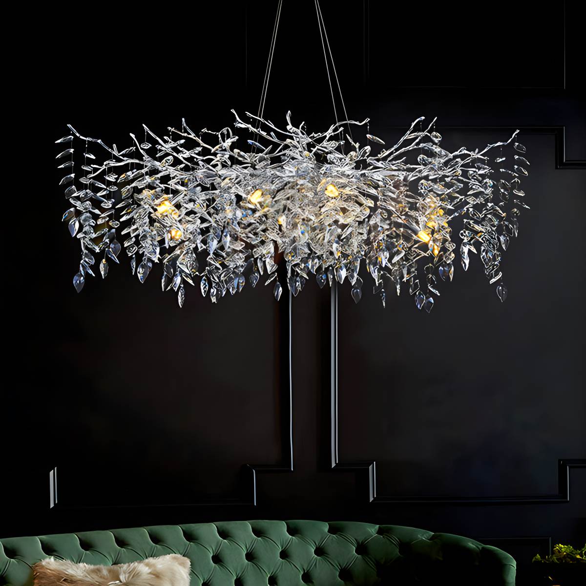 flairel Leaf Crystal Chandelier for Living Room
