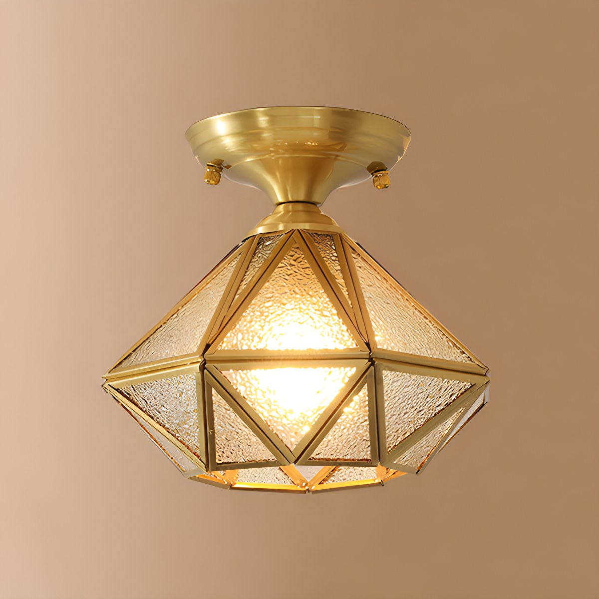 flairel European Style Copper Glass Ceiling Lamp-A
