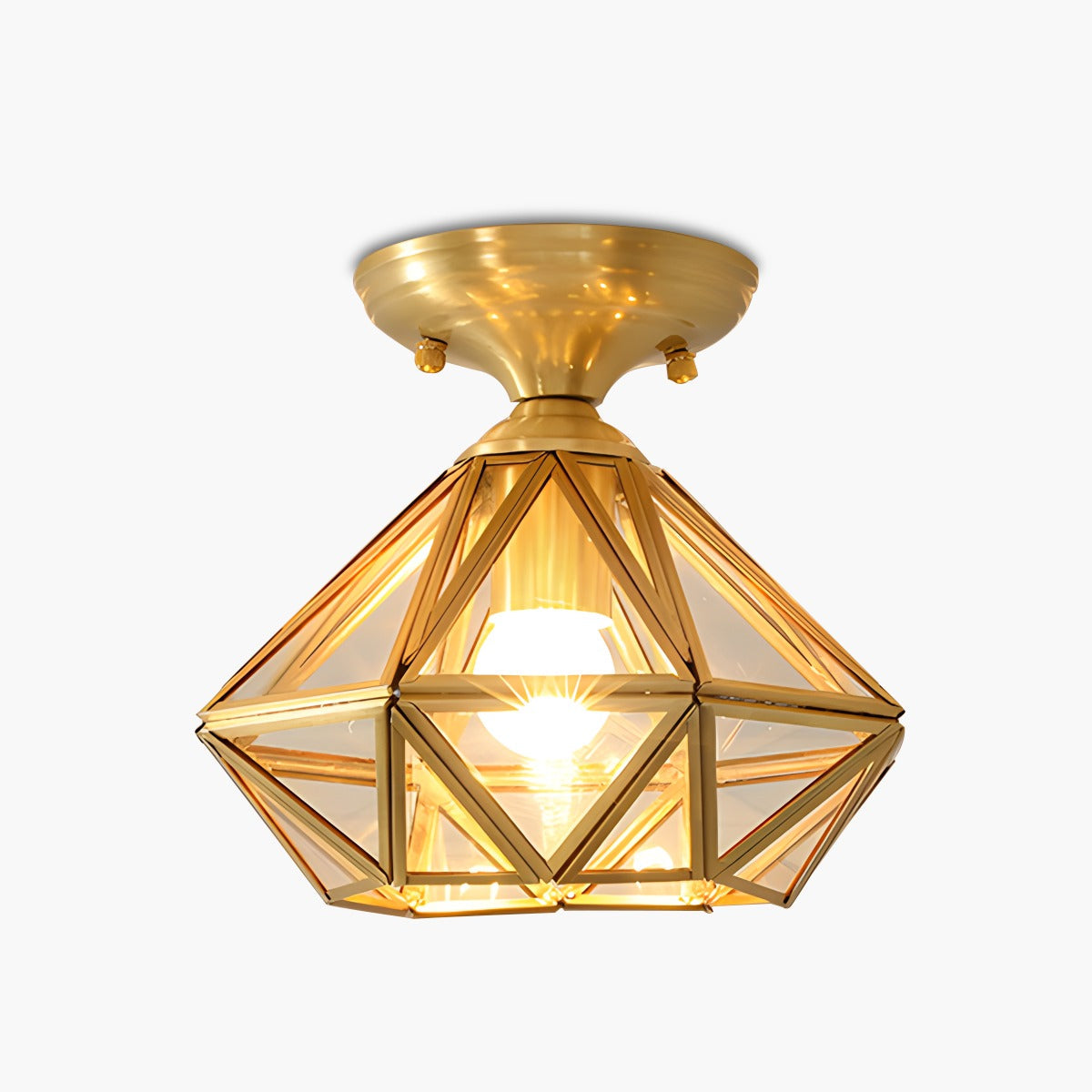 flairel European Style Copper Glass Ceiling Lamp-A