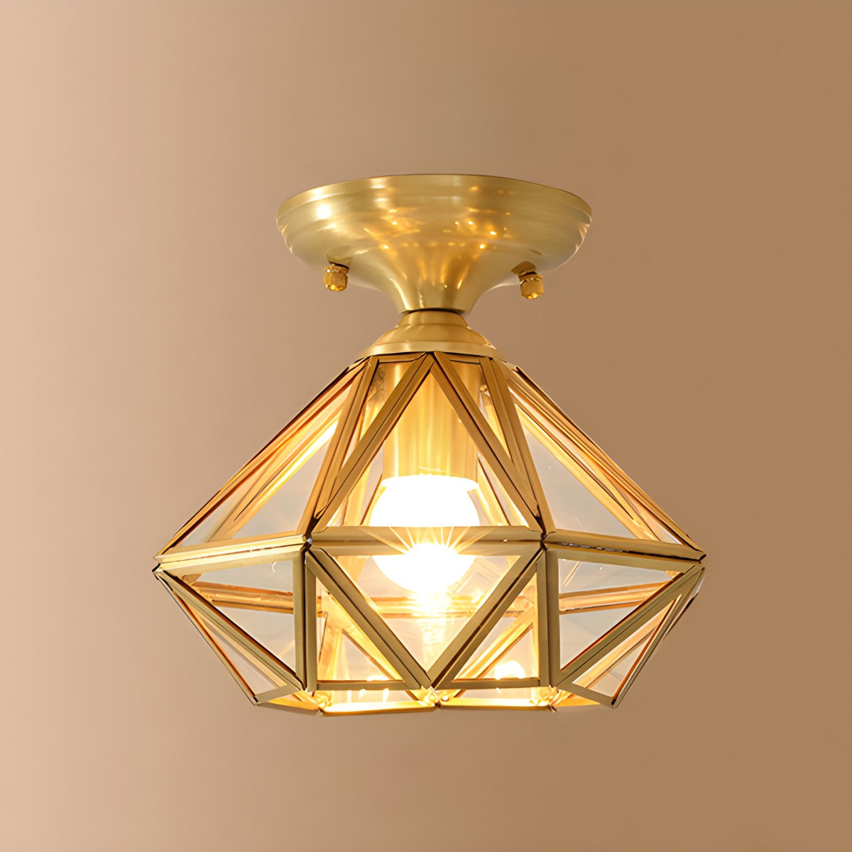 flairel European Style Copper Glass Ceiling Lamp-A