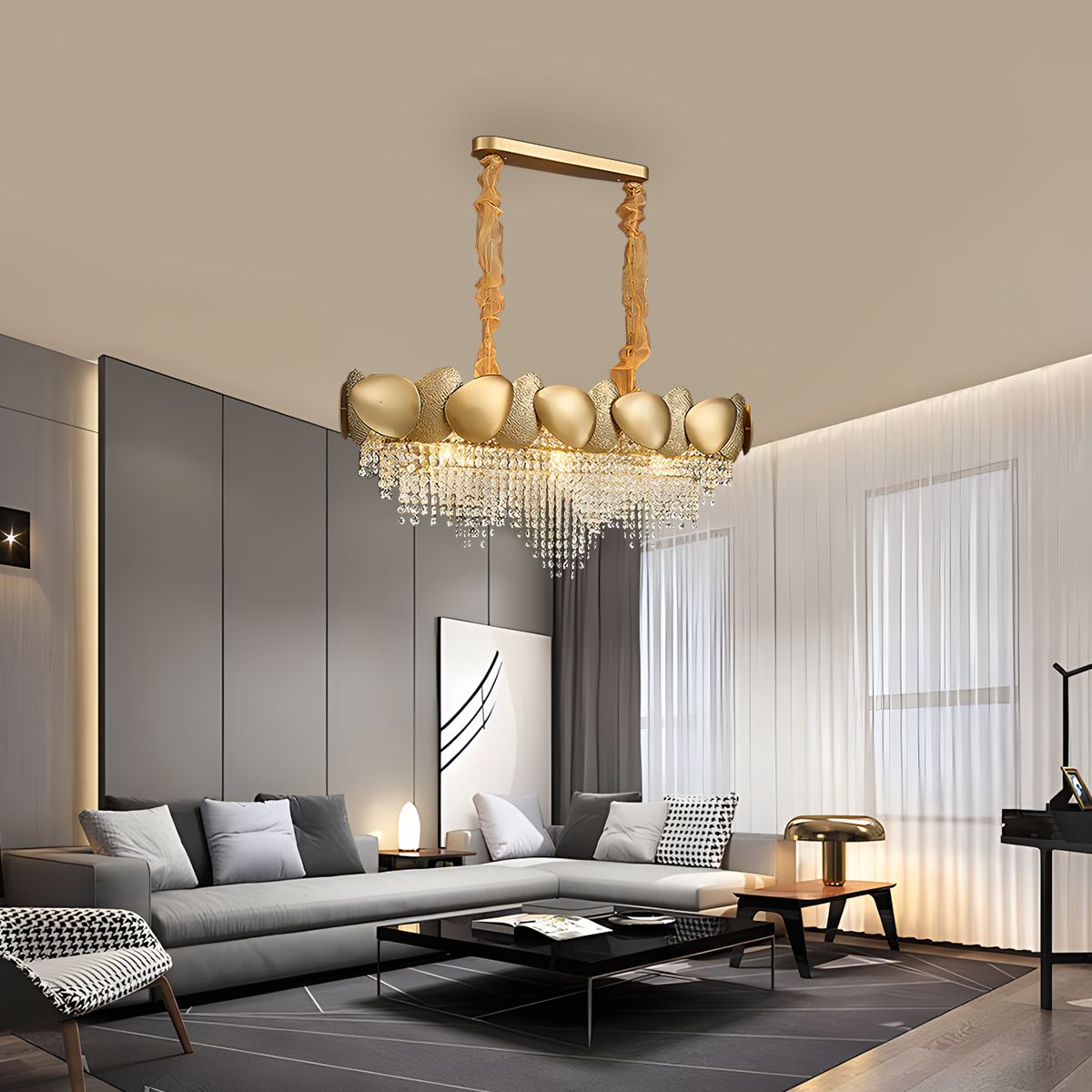flairel Luxurious Crystal Golden Chandelier