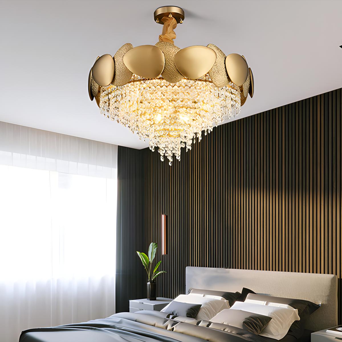 flairel Luxurious Crystal Golden Chandelier