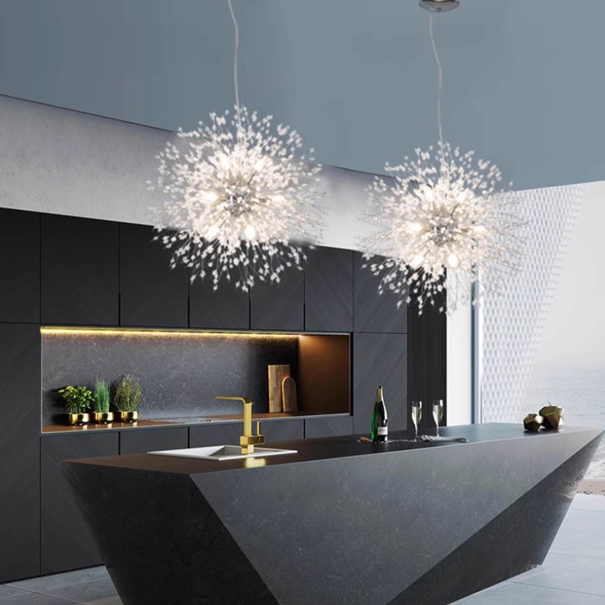 flairel Charlie Dandelion Crystal Chandelier