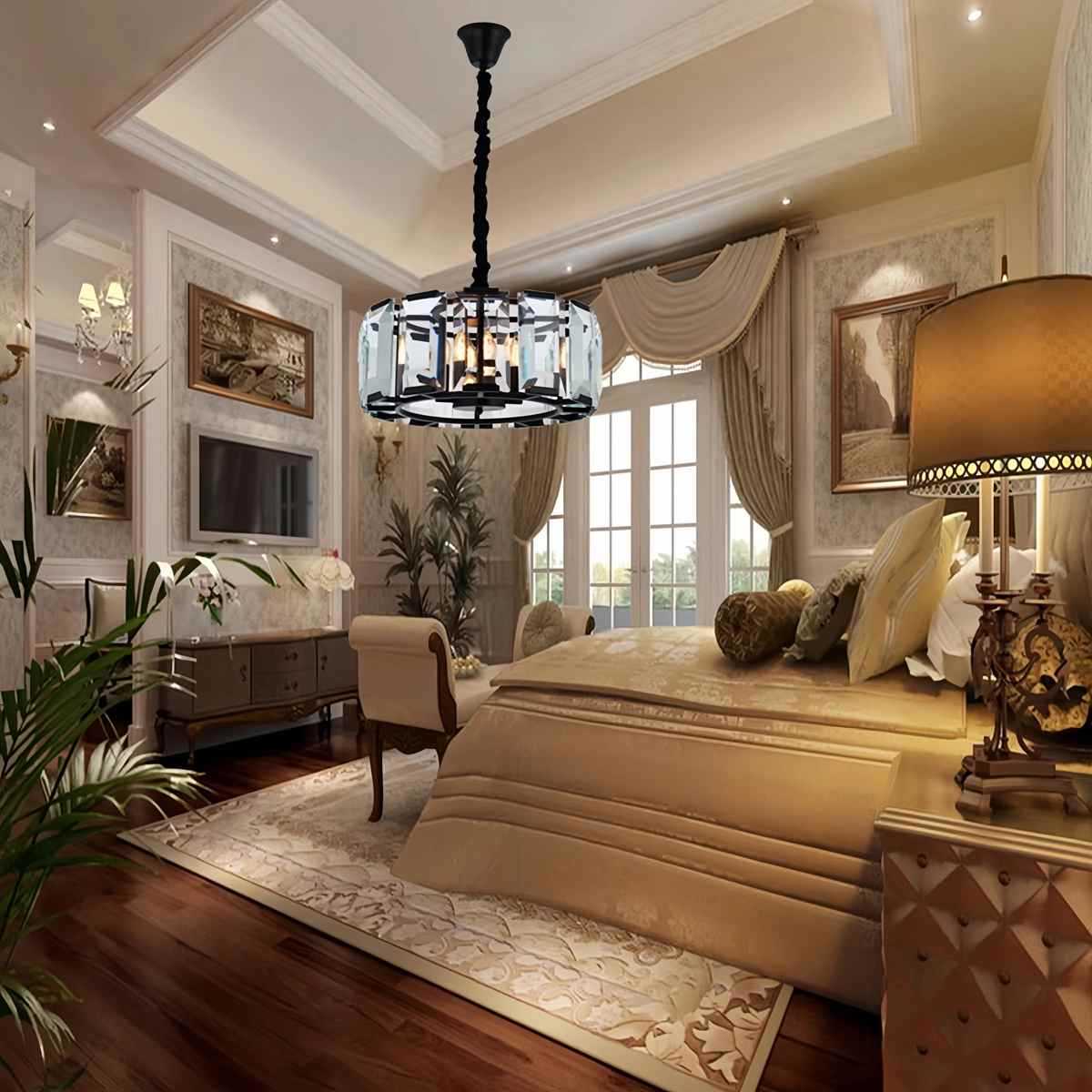 flairel Circular Glass Chandelier for Dining Room