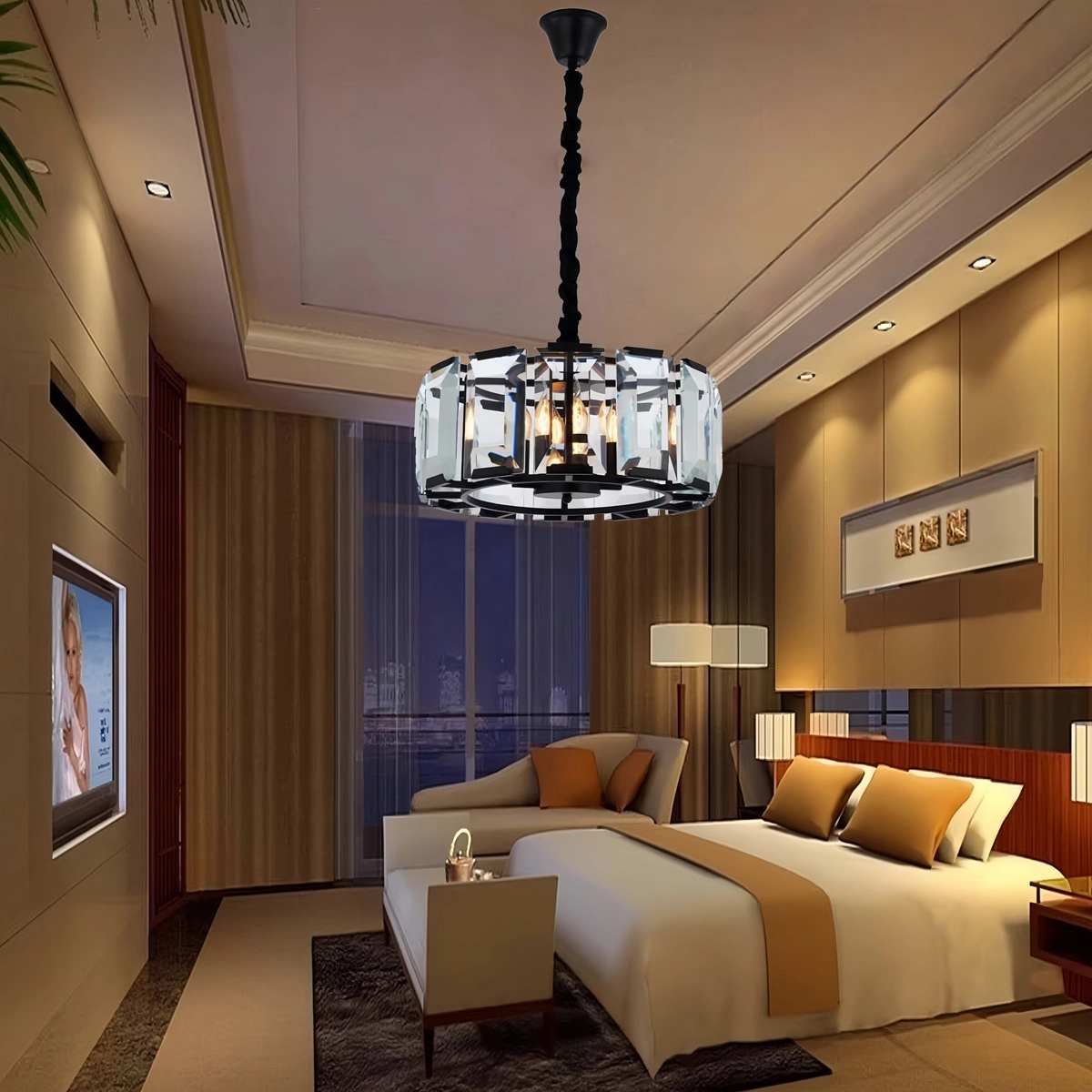 flairel Circular Glass Chandelier for Dining Room