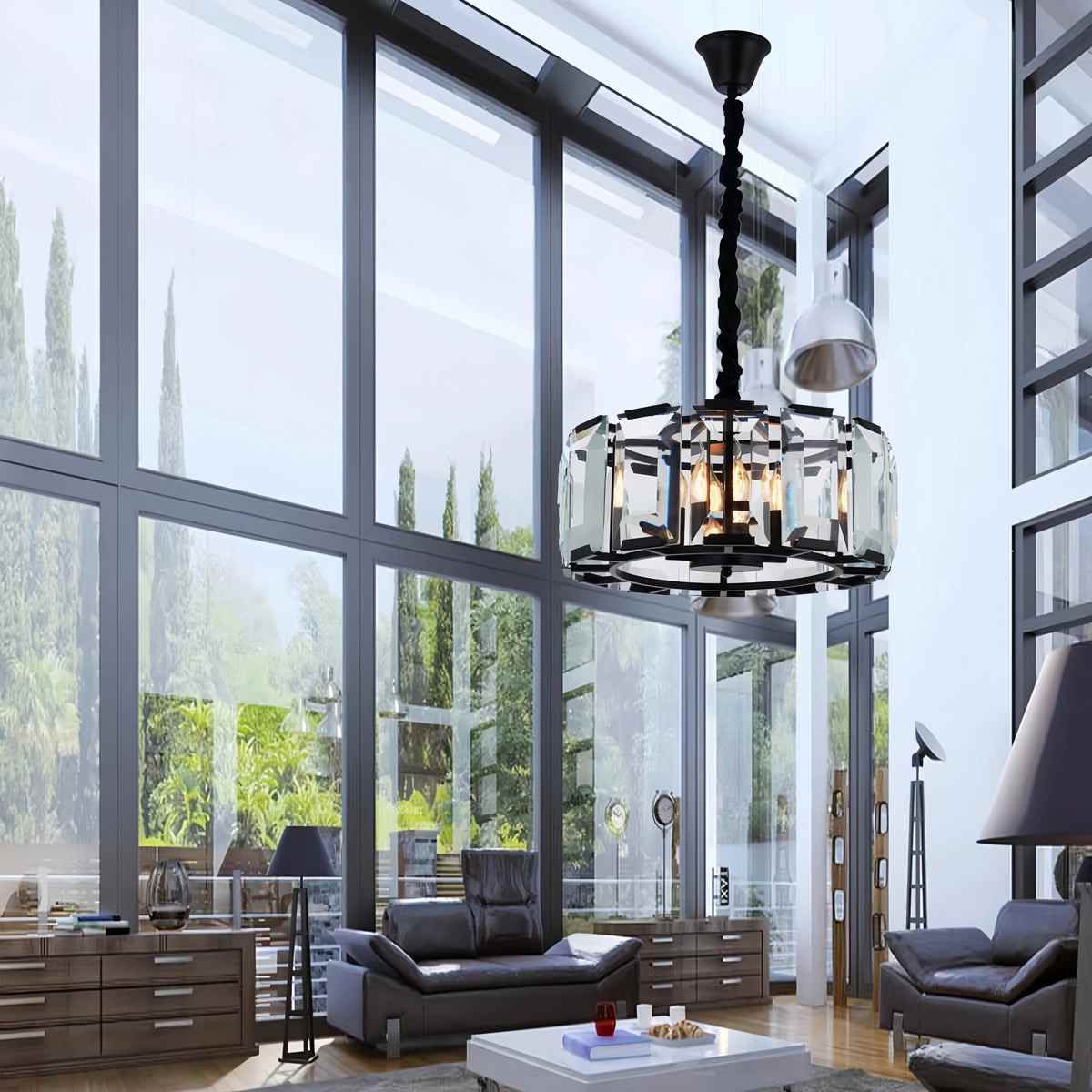 flairel Circular Glass Chandelier for Dining Room