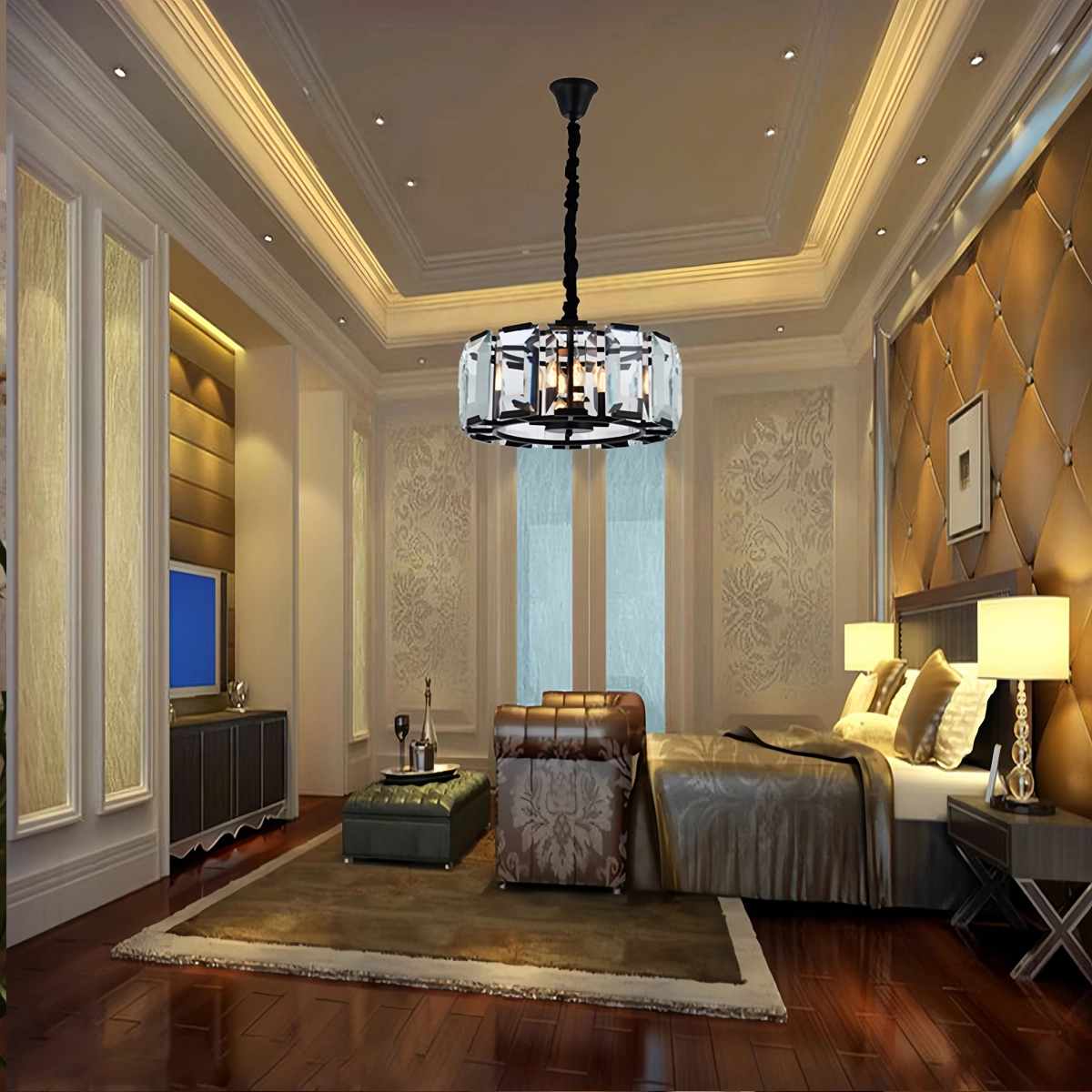 flairel Circular Glass Chandelier for Dining Room