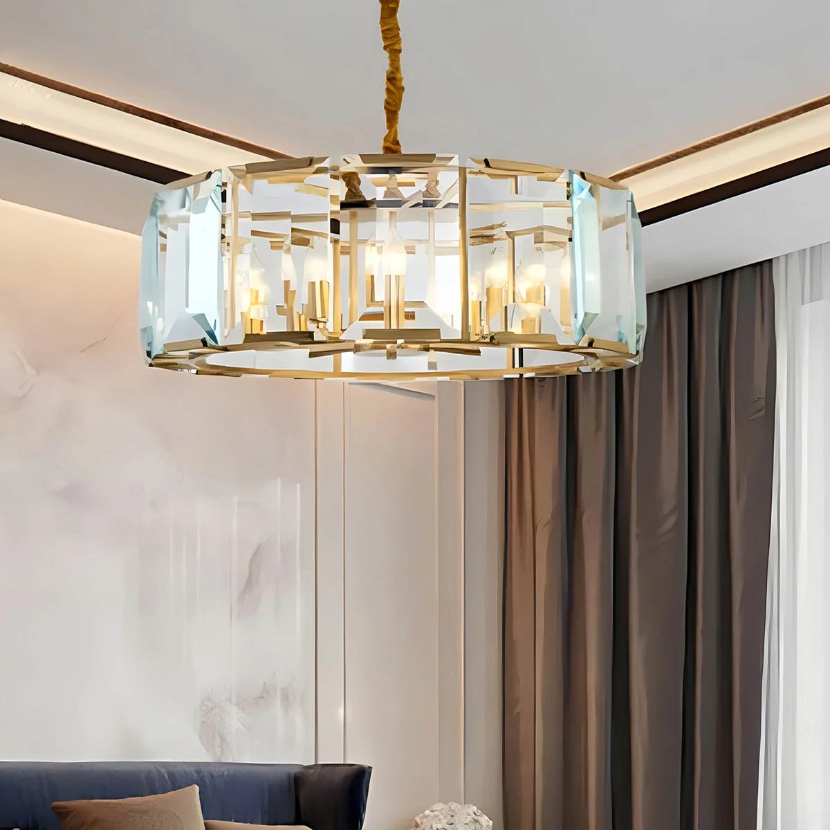 flairel Circular Glass Chandelier for Dining Room