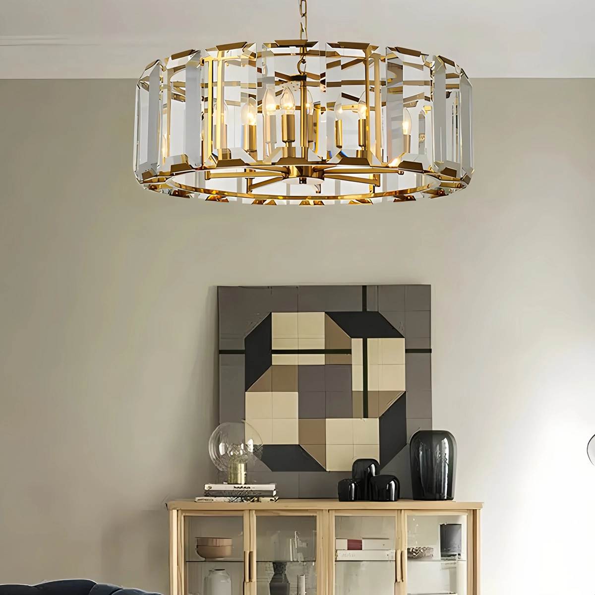 flairel Circular Glass Chandelier for Dining Room