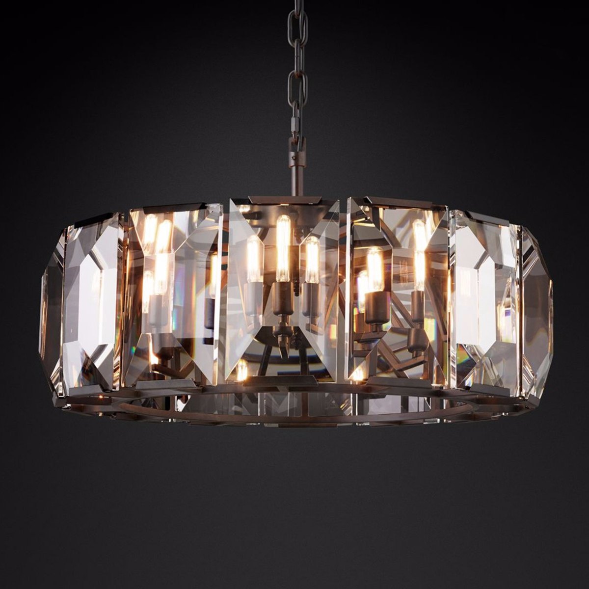 flairel Circular Glass Chandelier for Dining Room