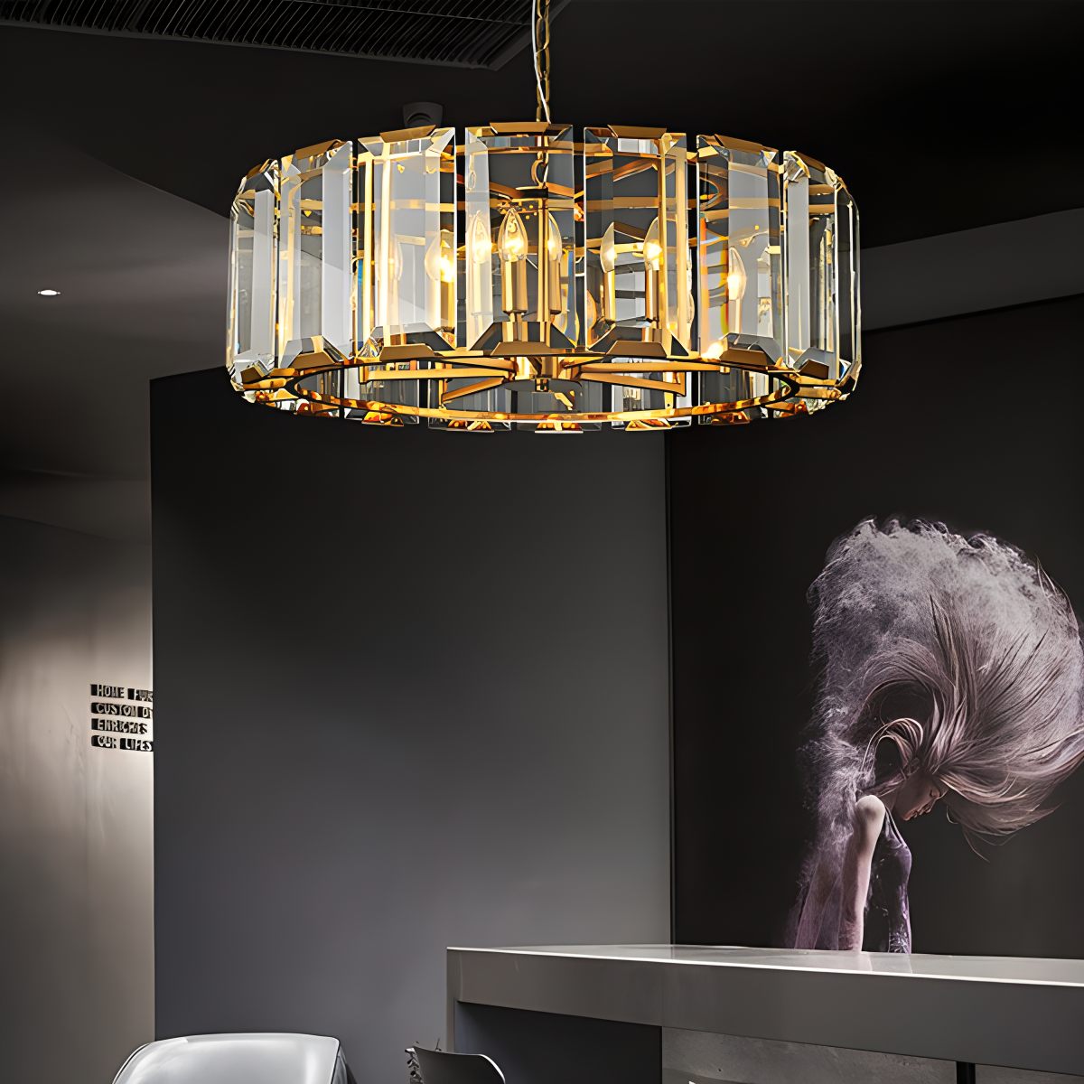 flairel Circular Glass Chandelier for Dining Room