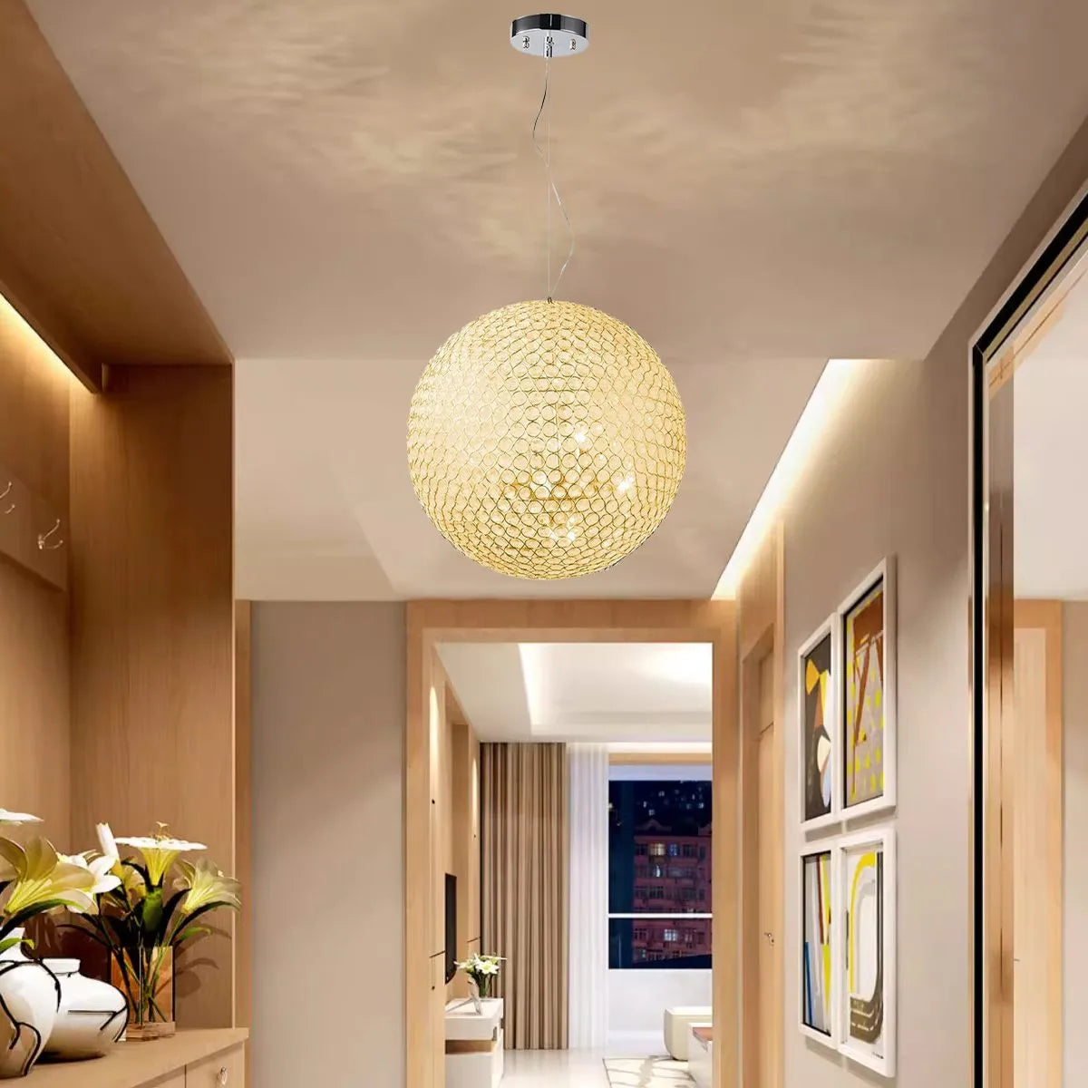 flairel Creative Crystal Ball Chandelier for Dining Room