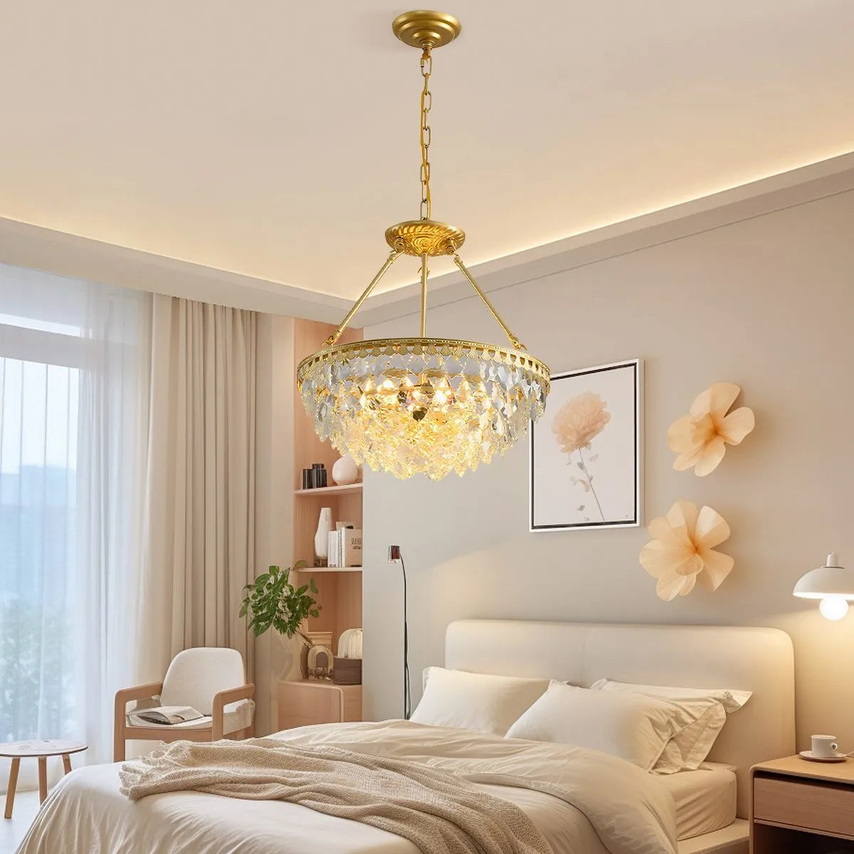 flairel Crown Crystal Led Chandelier
