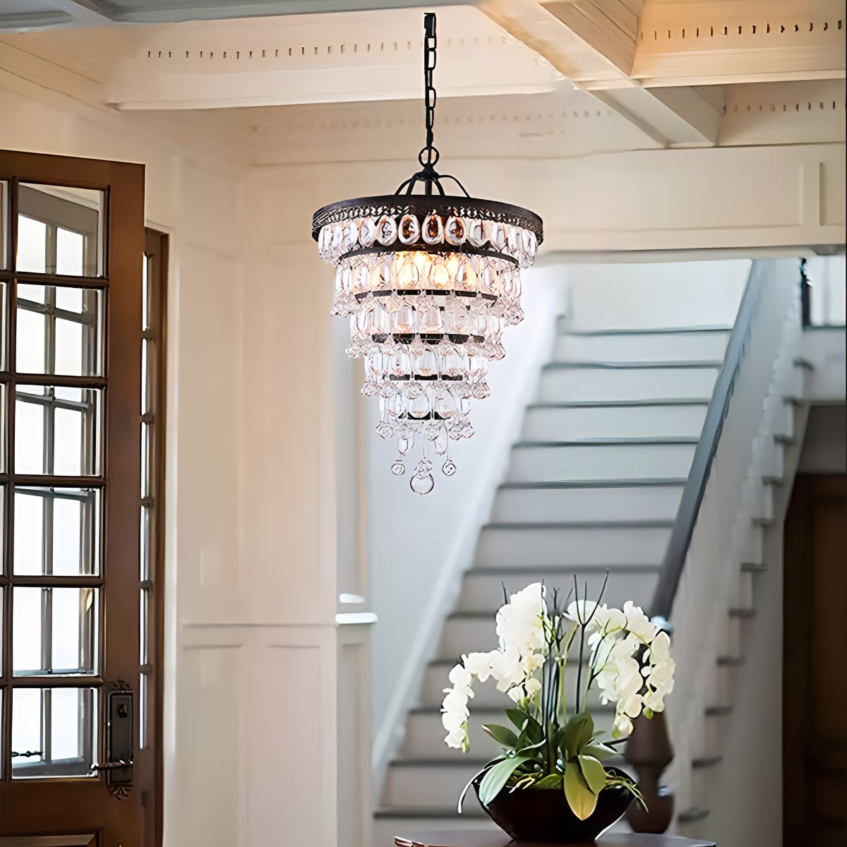flairel Droplet Crystal Chandelier for Dining Room
