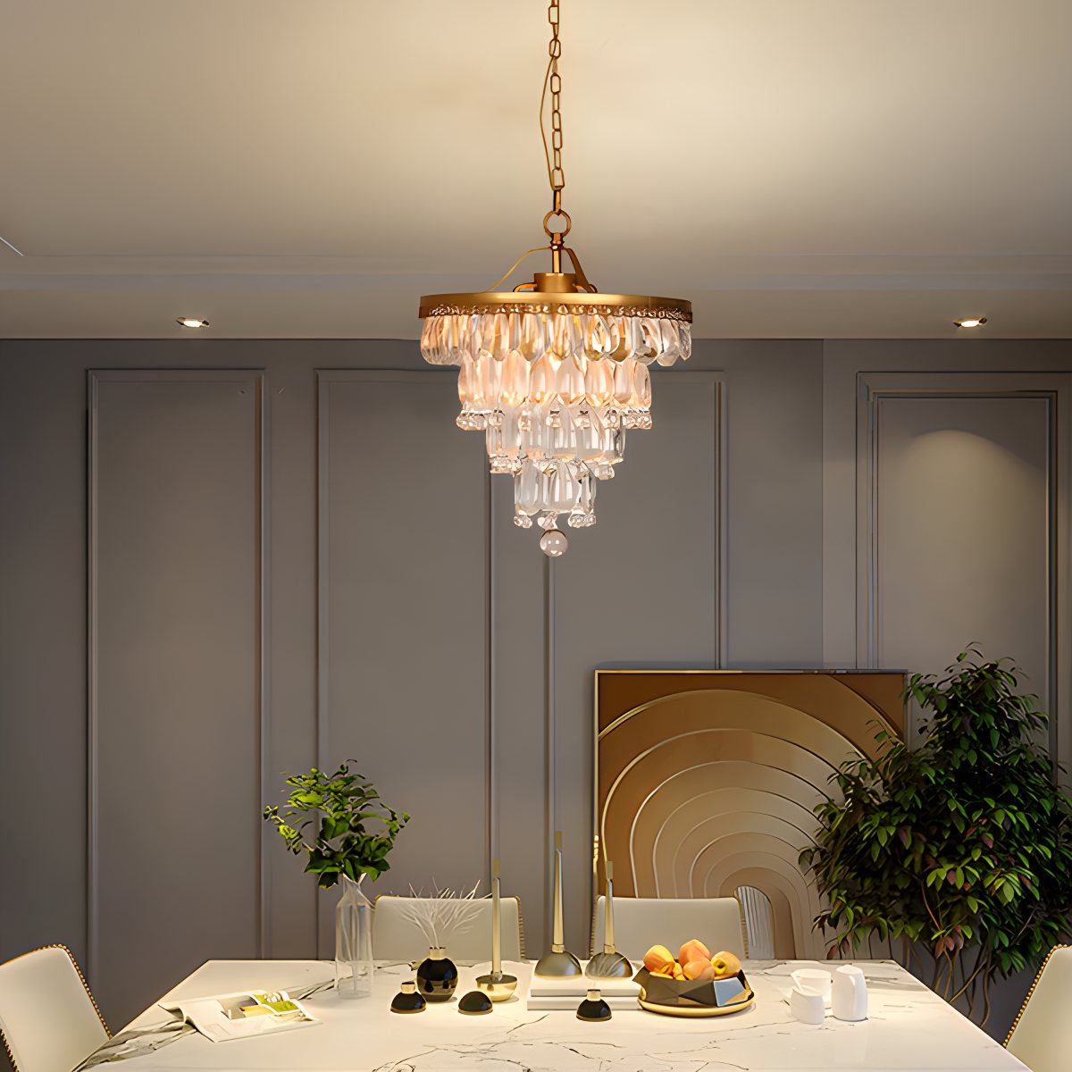 flairel Droplet Crystal Chandelier for Dining Room