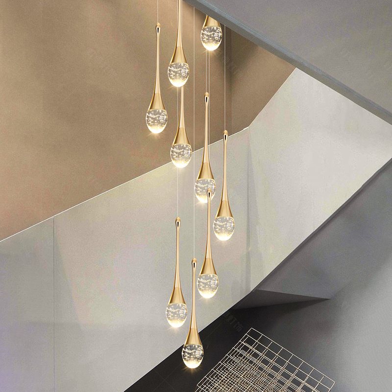 flairel Luxury Water Drop Pendant Chandelier for Living Room