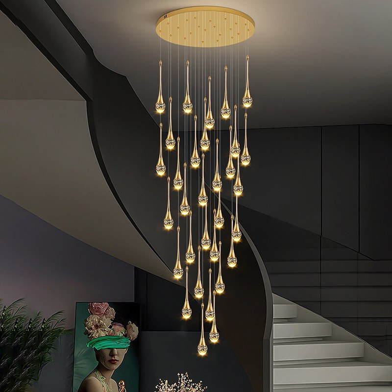 flairel Luxury Water Drop Pendant Chandelier for Living Room