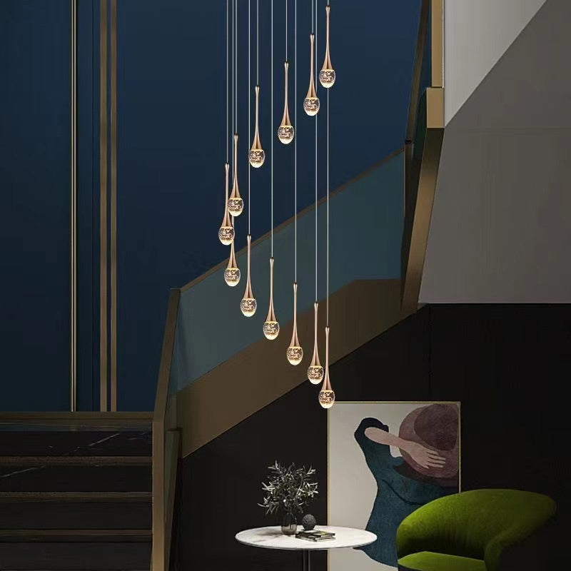 flairel Luxury Water Drop Pendant Chandelier for Living Room