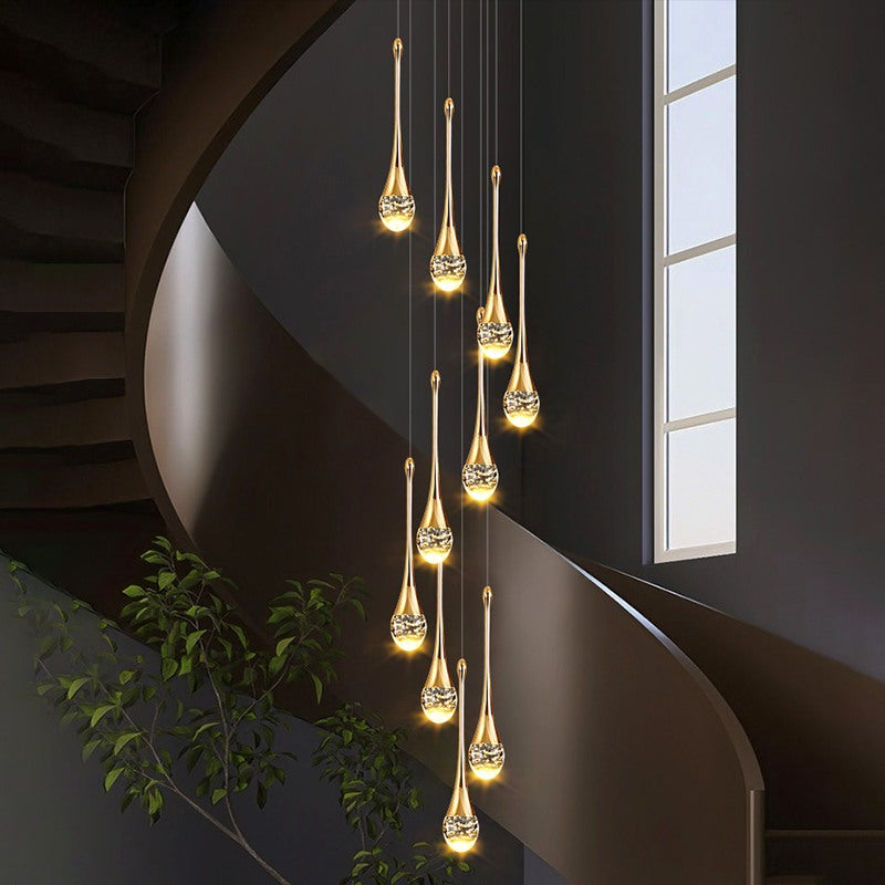 flairel Luxury Water Drop Pendant Chandelier for Living Room