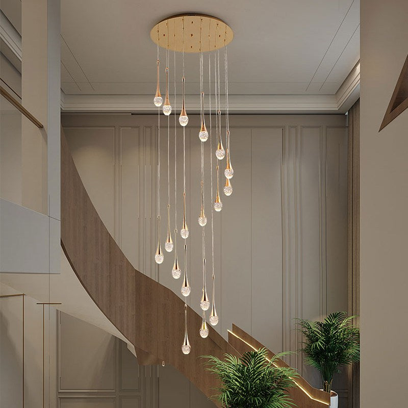 flairel Luxury Water Drop Pendant Chandelier for Living Room
