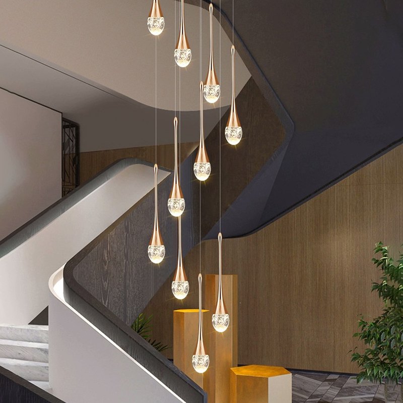 flairel Luxury Water Drop Pendant Chandelier for Living Room