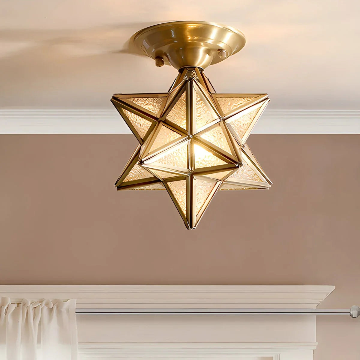 flairel European Style Copper Glass Ceiling Lamp-A