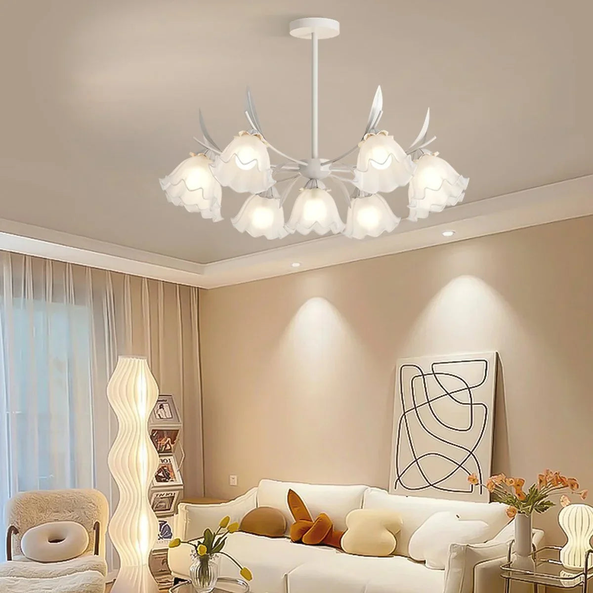 flairel French Vintage Lily of the Valley Flower Chandelier