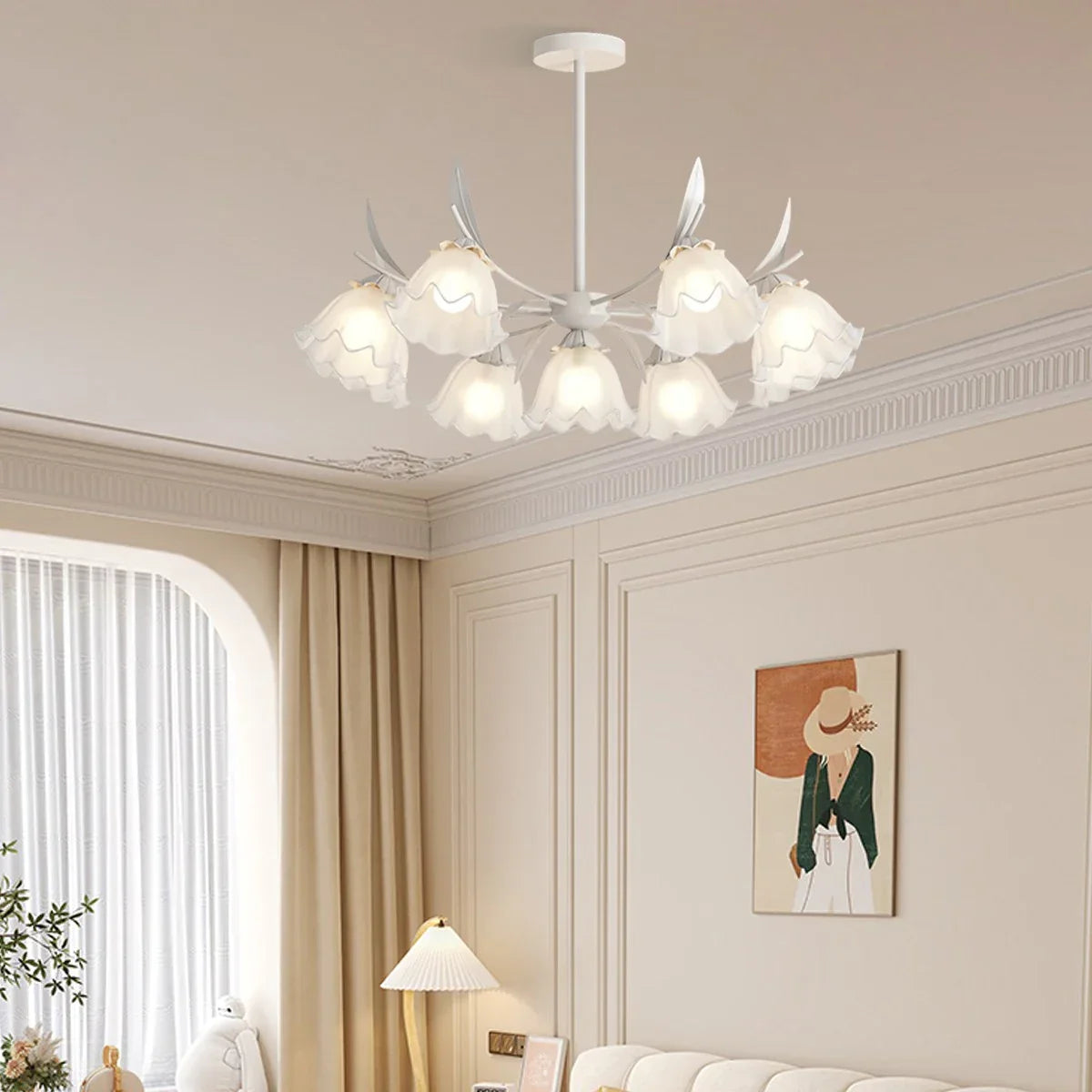 flairel French Vintage Lily of the Valley Flower Chandelier