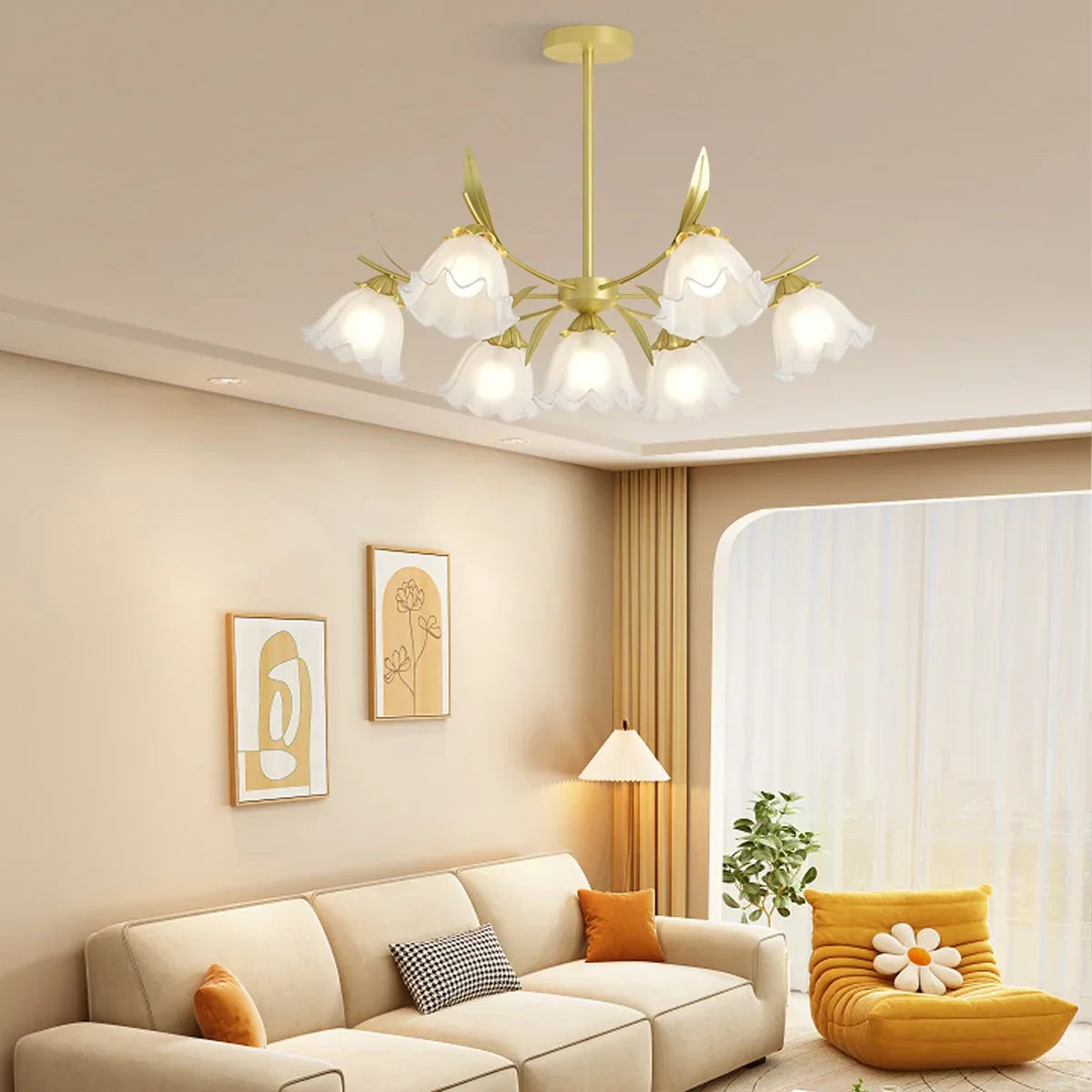 flairel French Vintage Lily of the Valley Flower Chandelier