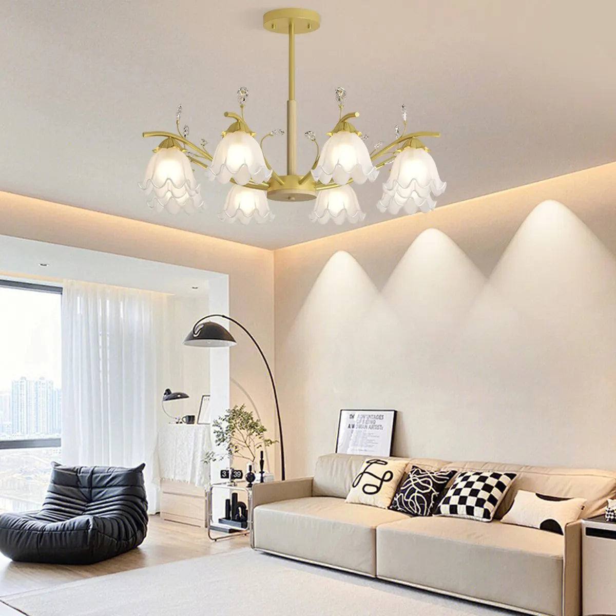 flairel Creative Lily of the Valley Flower Chandelier