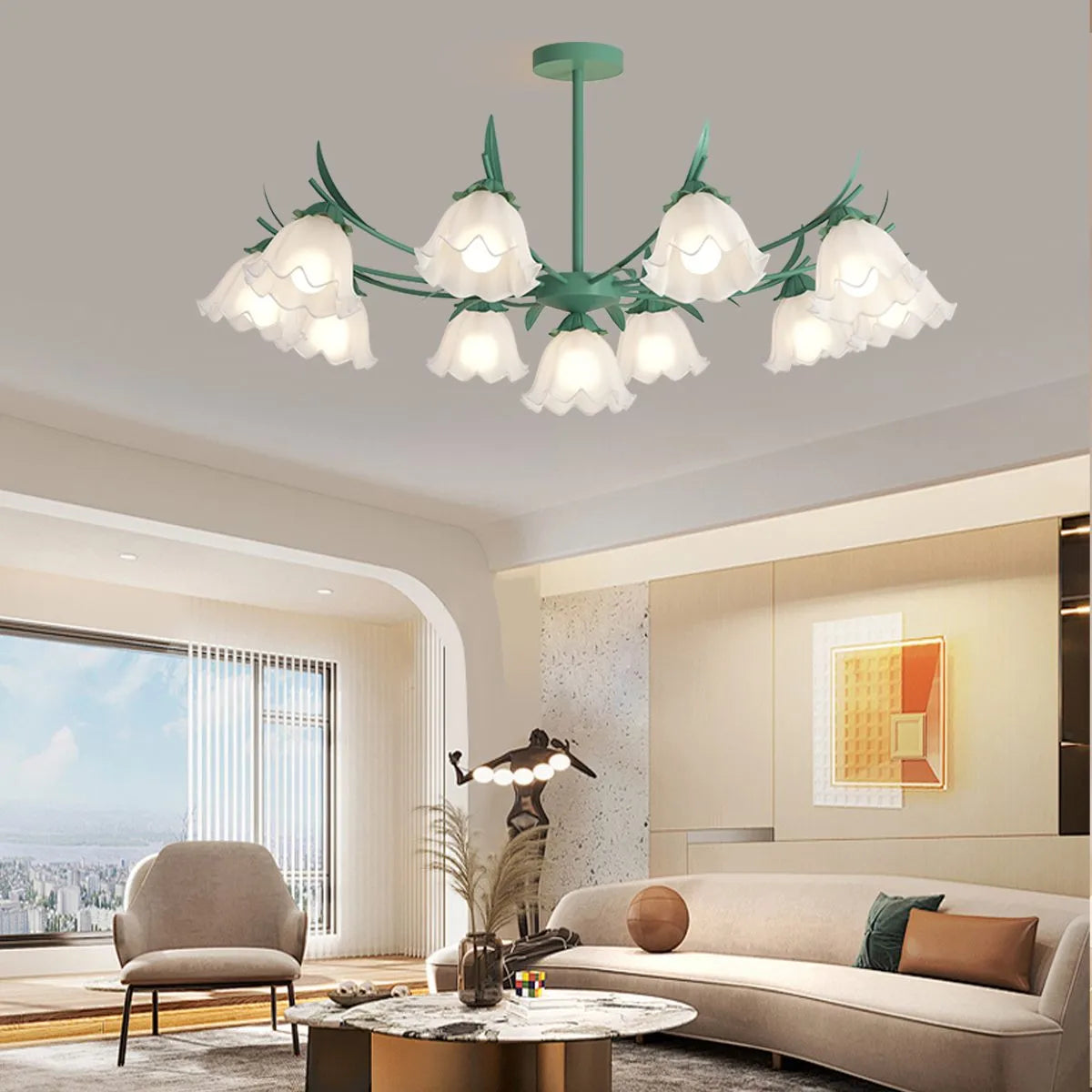 flairel French Vintage Lily of the Valley Flower Chandelier
