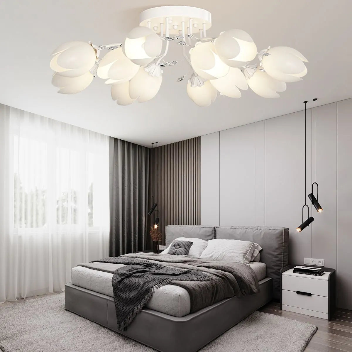 flairel French Pastoral Flower Ceiling Chandelier
