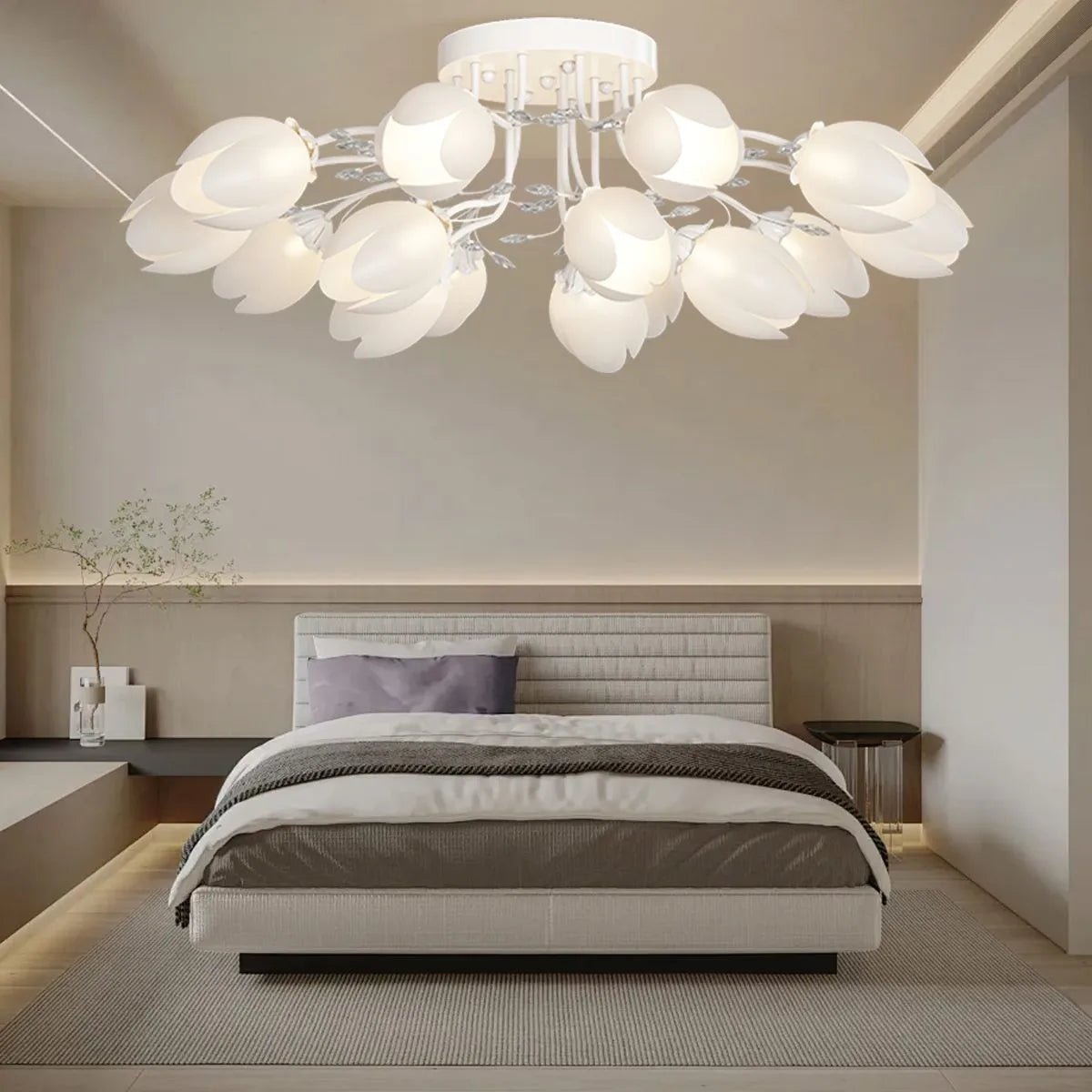 flairel French Pastoral Flower Ceiling Chandelier