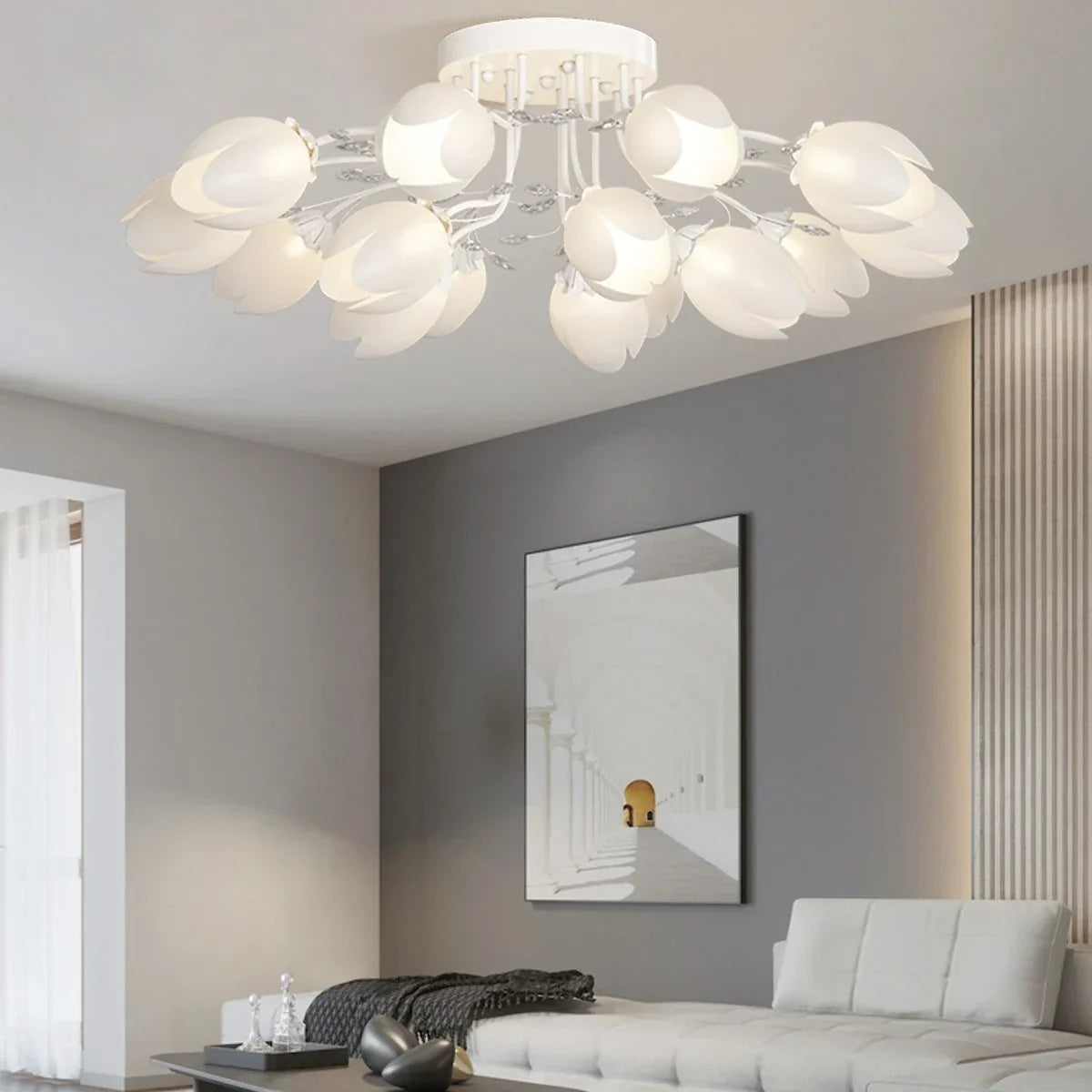 flairel French Pastoral Flower Ceiling Chandelier