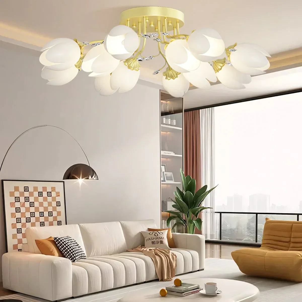 flairel French Pastoral Flower Ceiling Chandelier