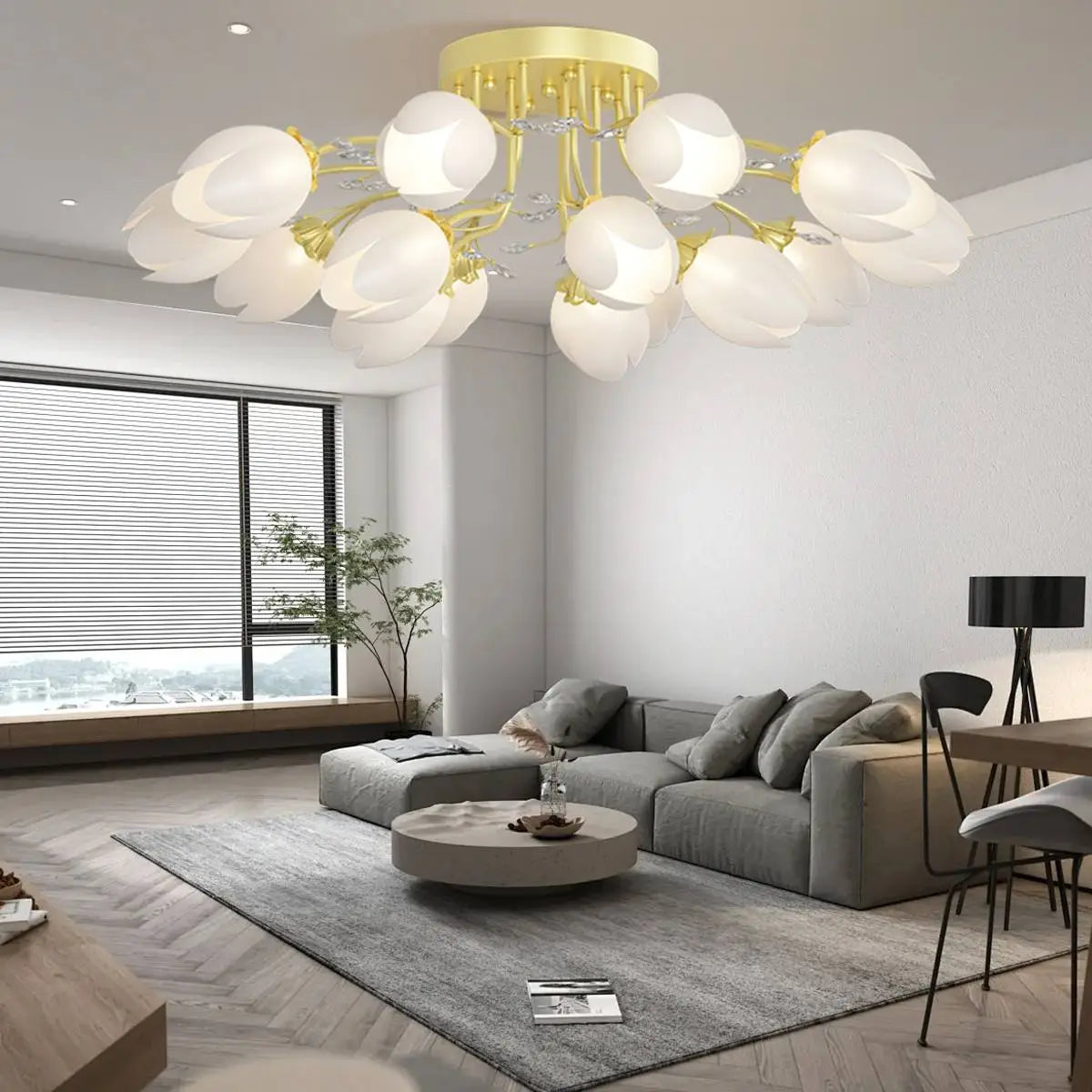 flairel French Pastoral Flower Ceiling Chandelier