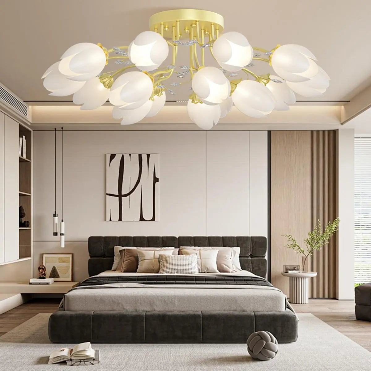 flairel French Pastoral Flower Ceiling Chandelier