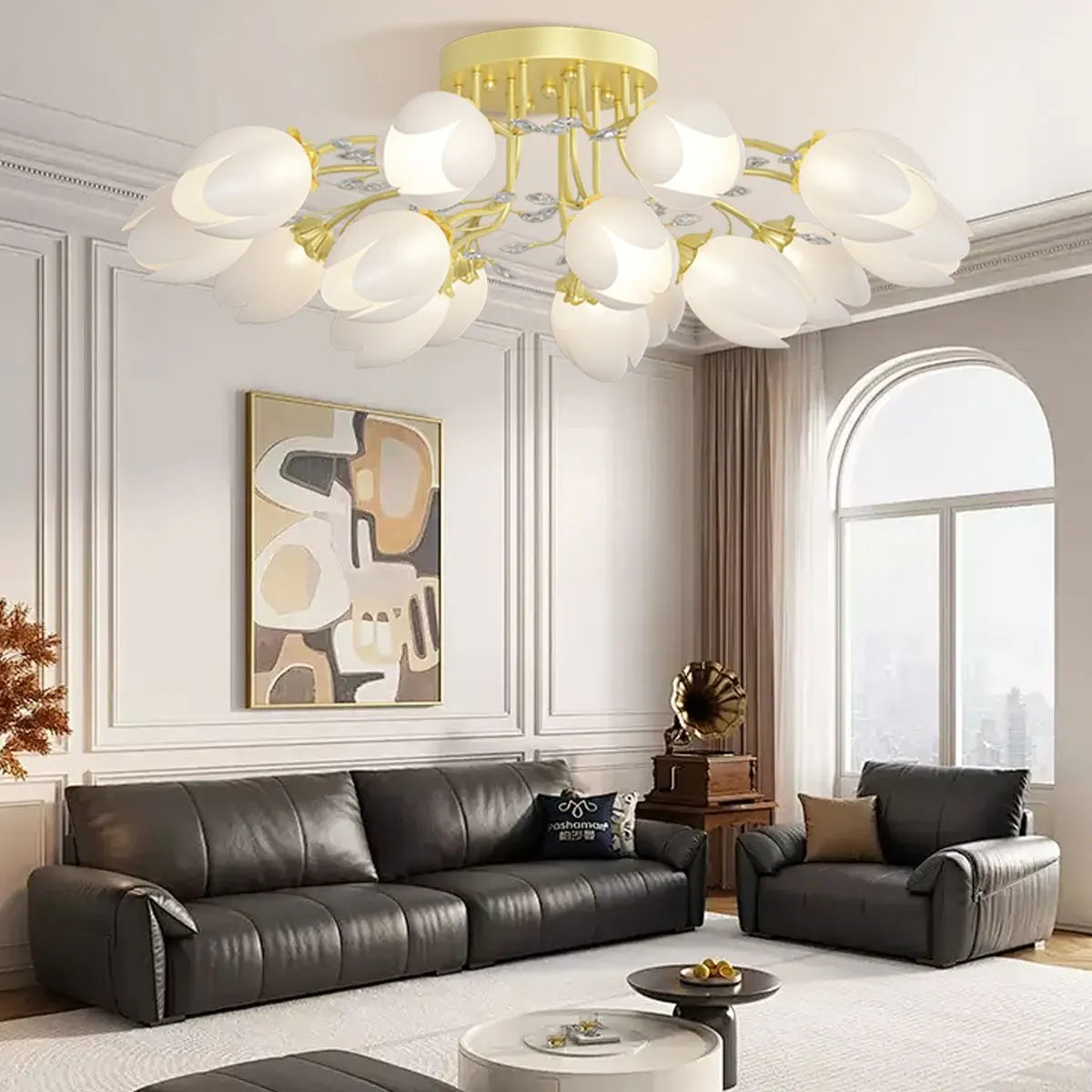 flairel French Pastoral Flower Ceiling Chandelier