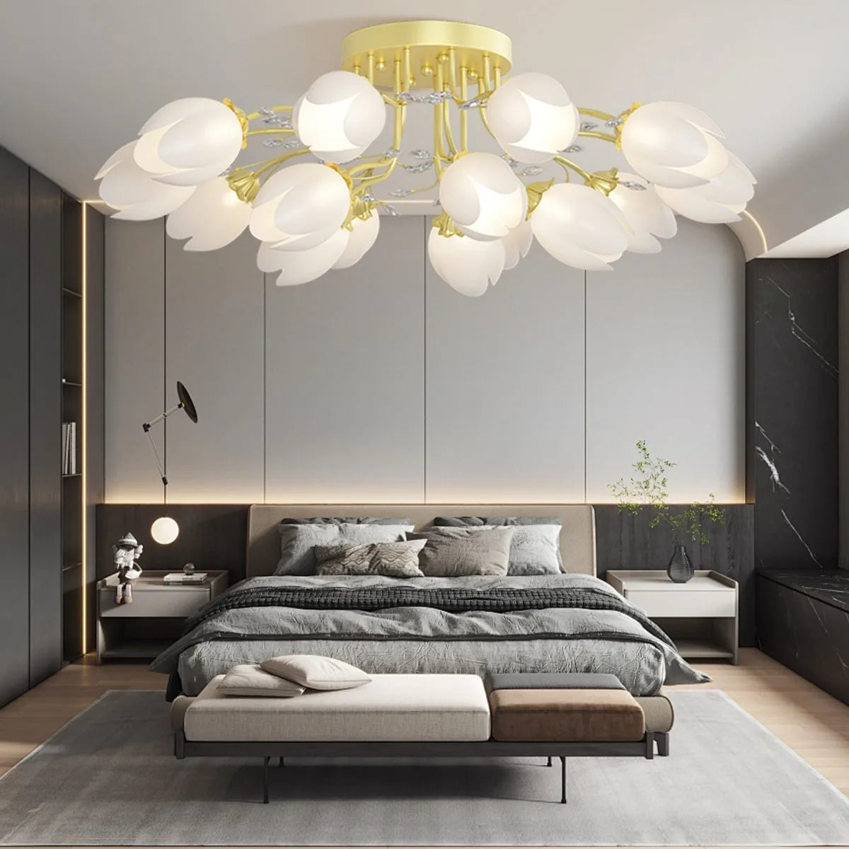 flairel French Pastoral Flower Ceiling Chandelier