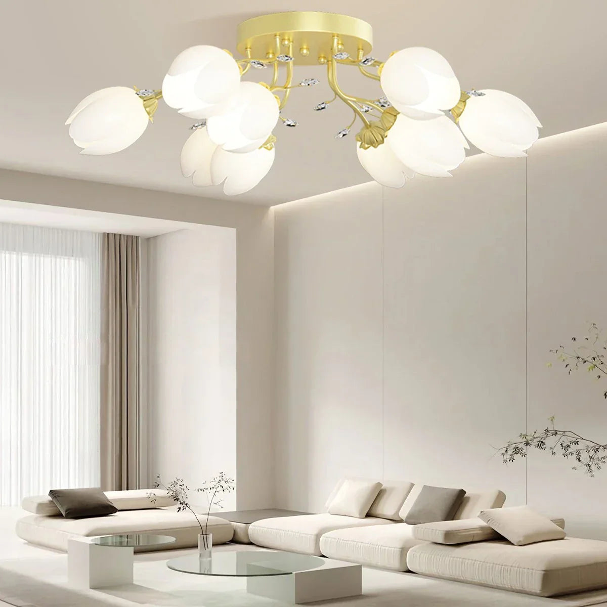 flairel French Pastoral Flower Ceiling Chandelier