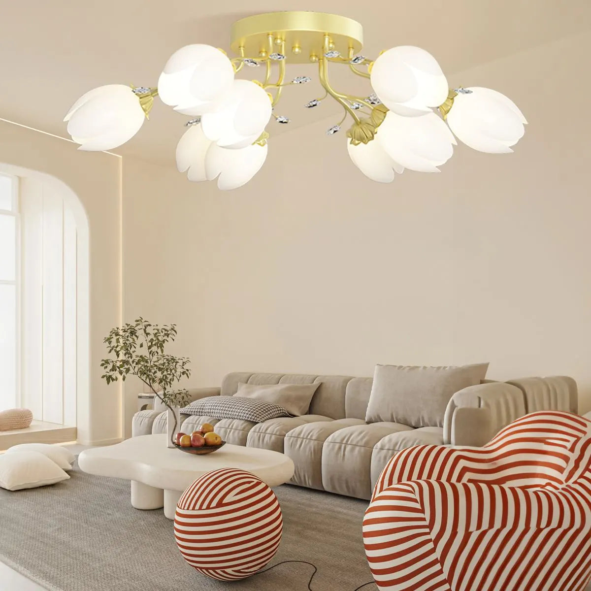 flairel French Pastoral Flower Ceiling Chandelier