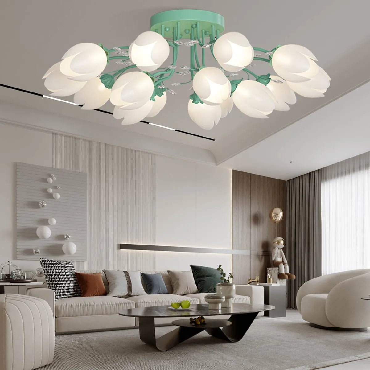 flairel French Pastoral Flower Ceiling Chandelier