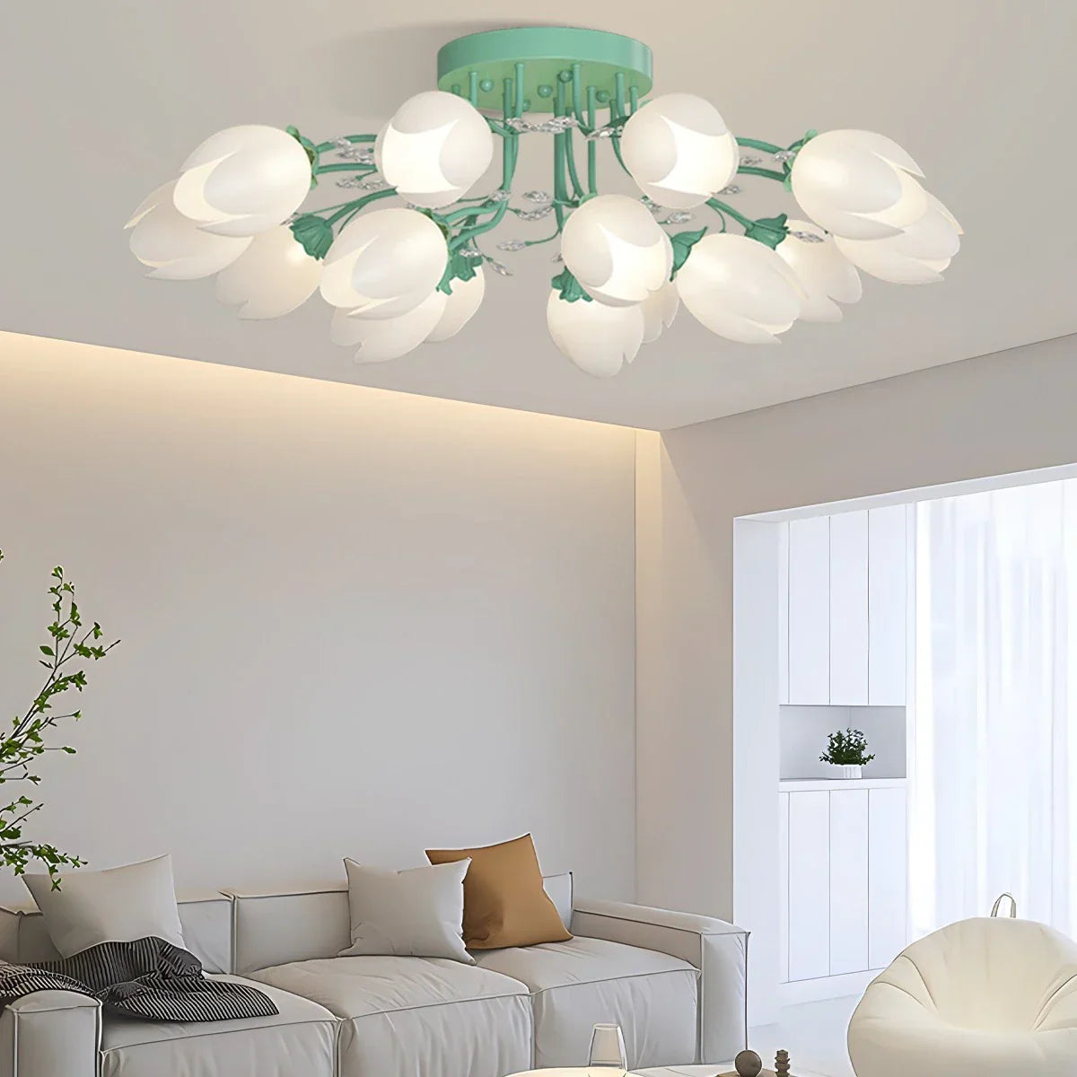 flairel French Pastoral Flower Ceiling Chandelier