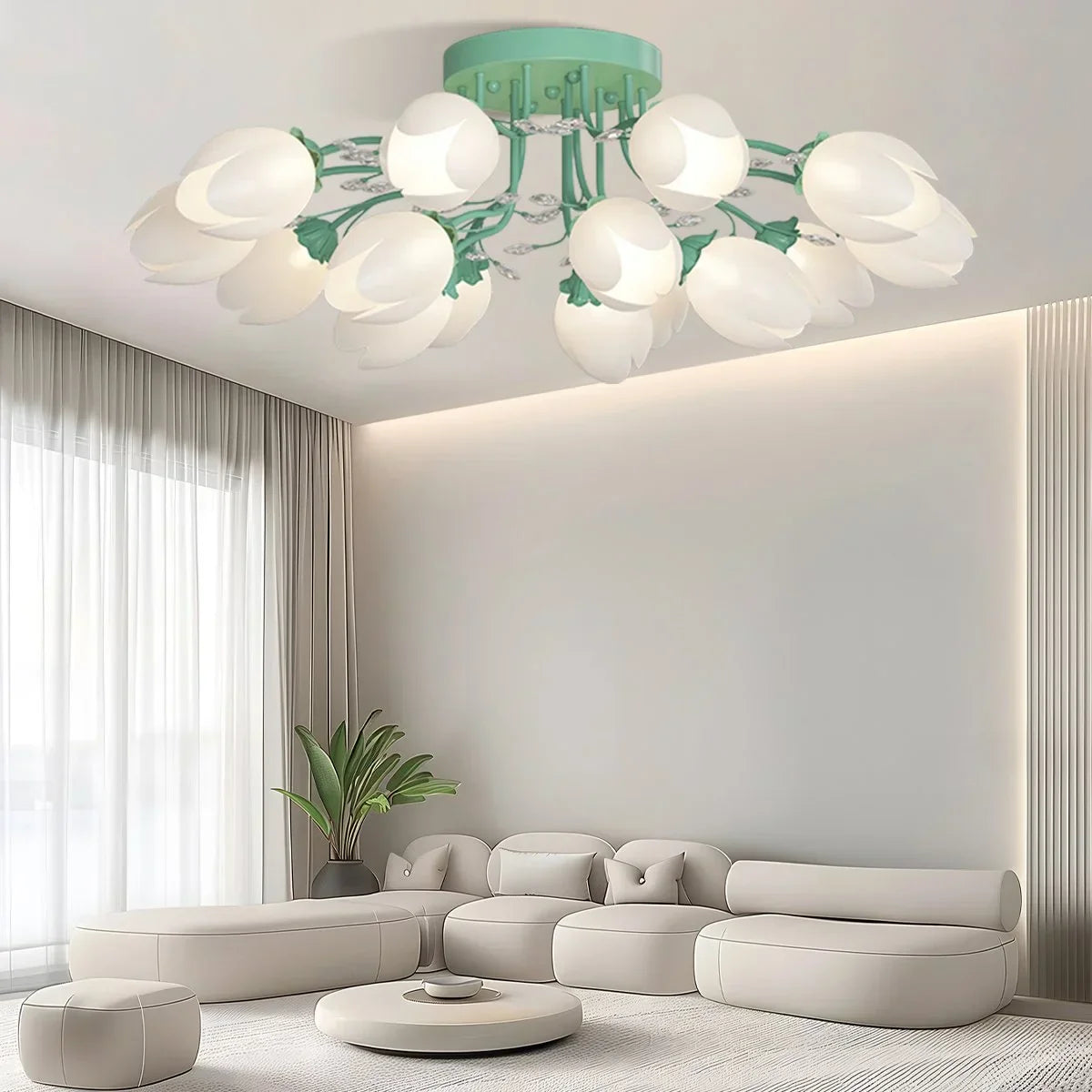 flairel French Pastoral Flower Ceiling Chandelier