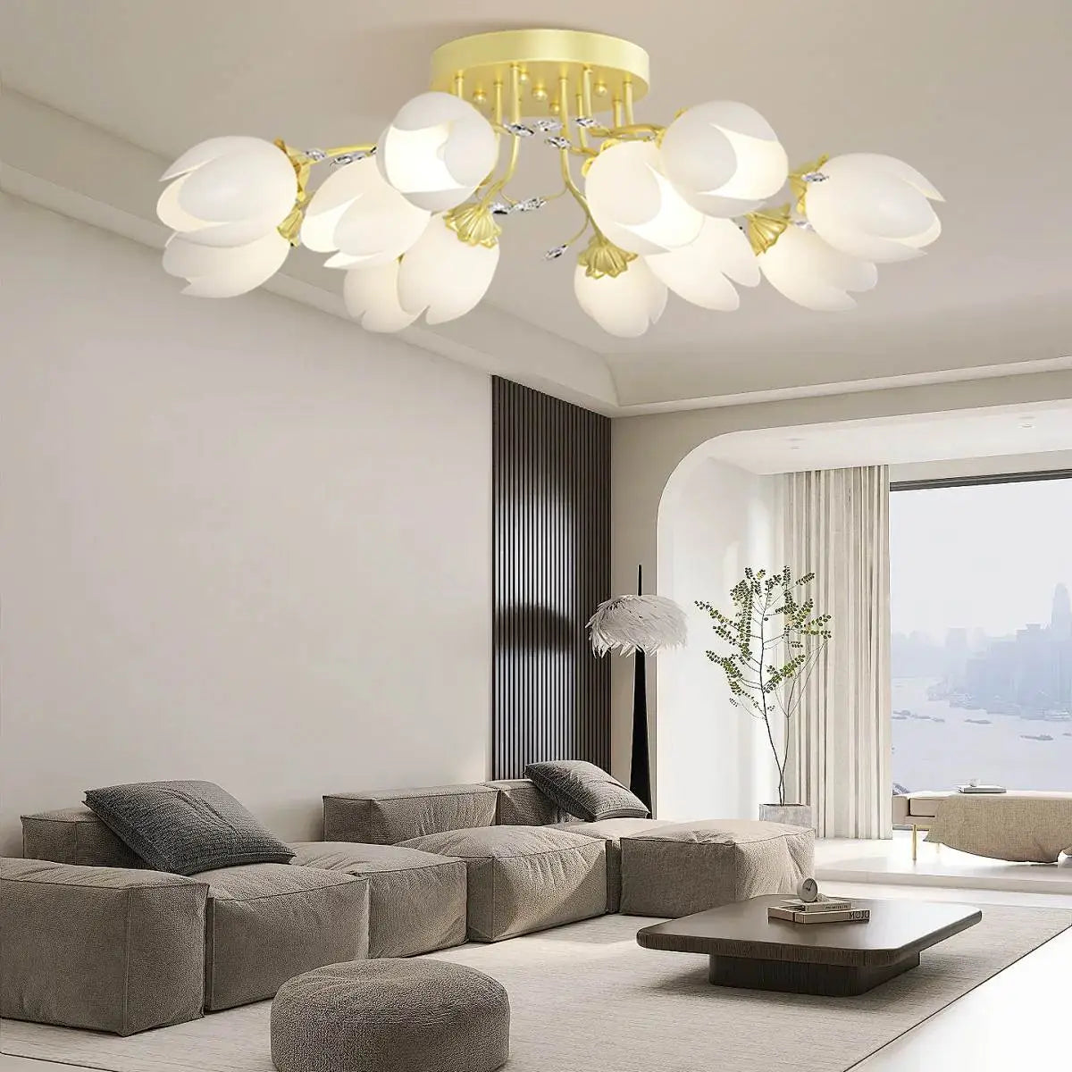 flairel French Pastoral Flower Ceiling Chandelier