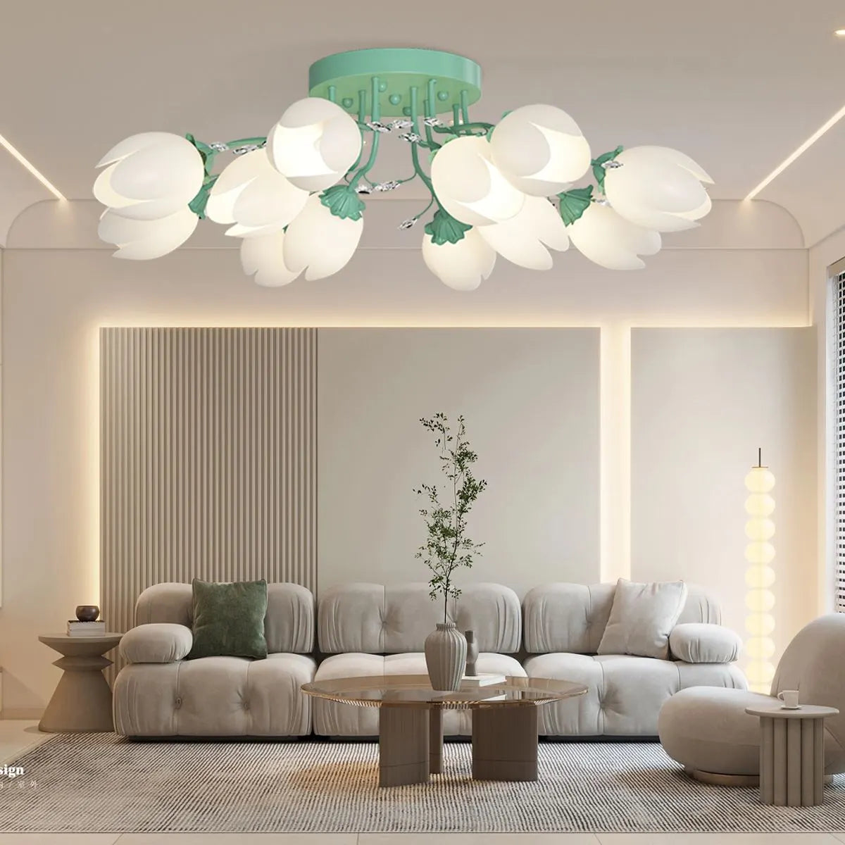 flairel French Pastoral Flower Ceiling Chandelier