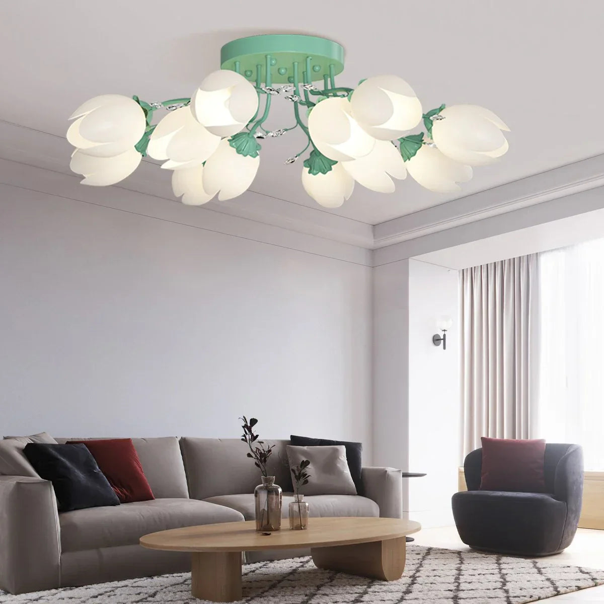 flairel French Pastoral Flower Ceiling Chandelier