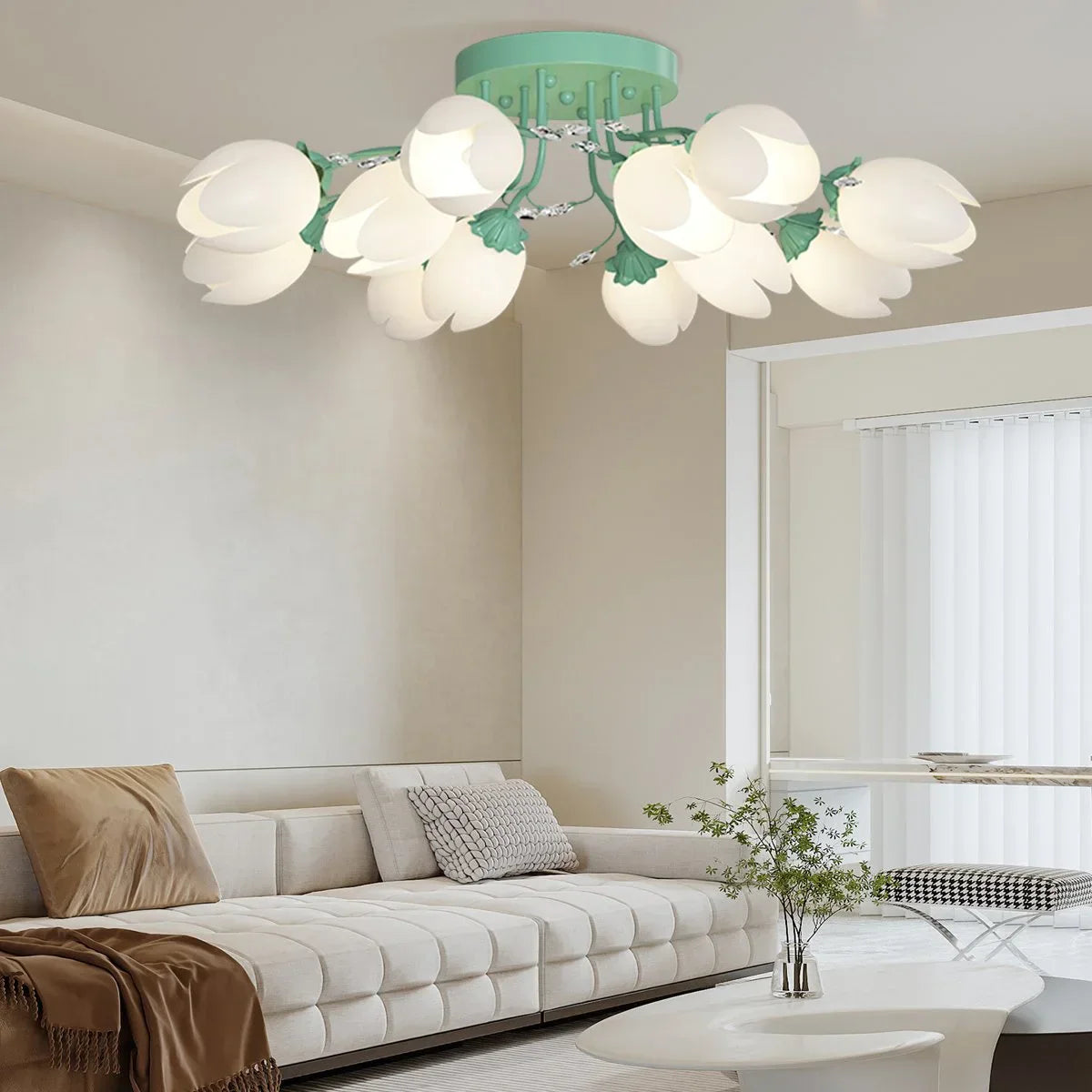 flairel French Pastoral Flower Ceiling Chandelier