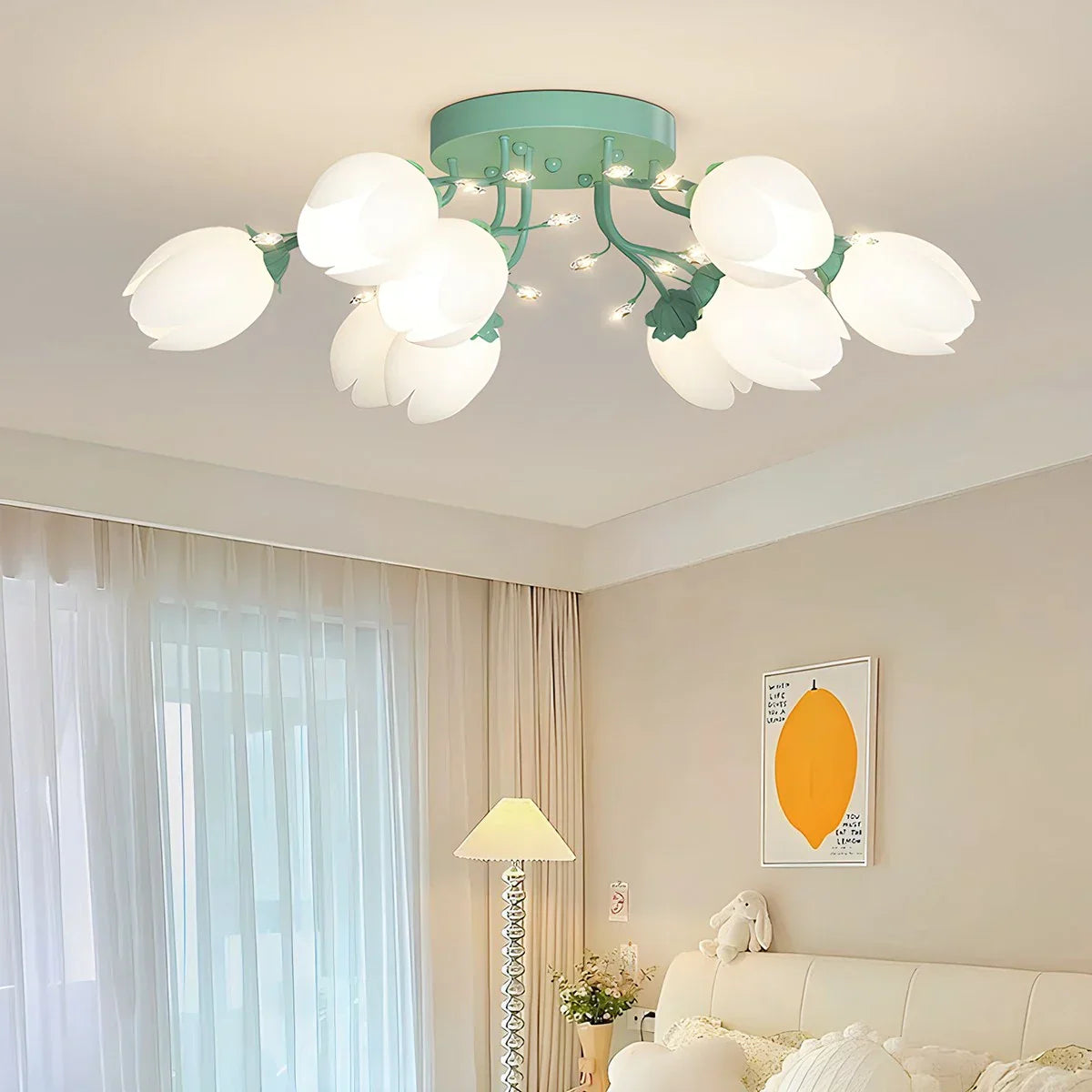 flairel French Pastoral Flower Ceiling Chandelier