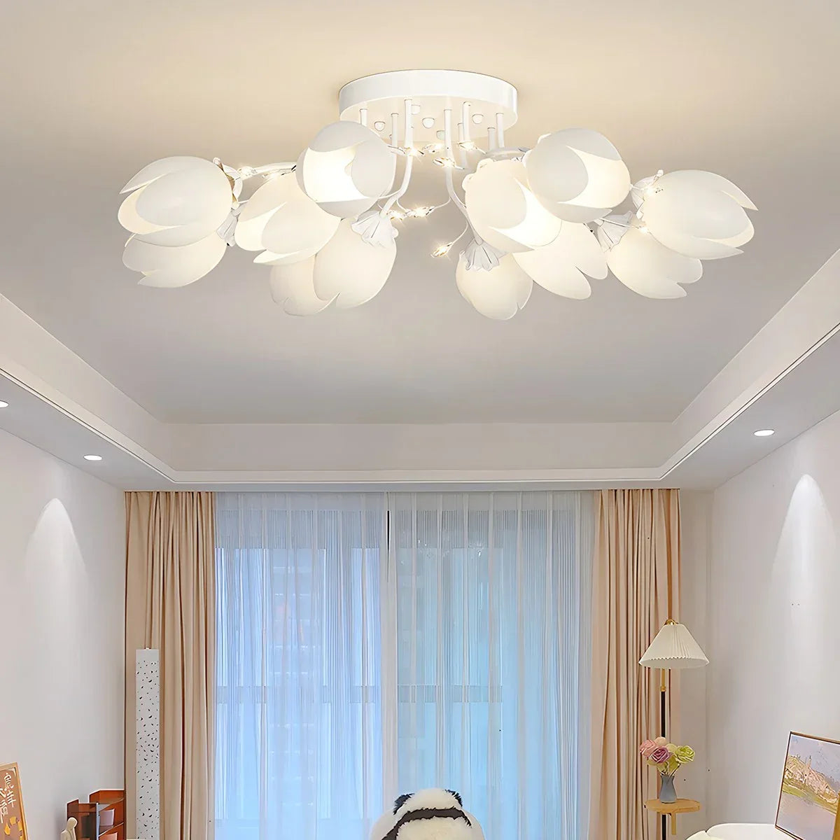 flairel French Pastoral Flower Ceiling Chandelier